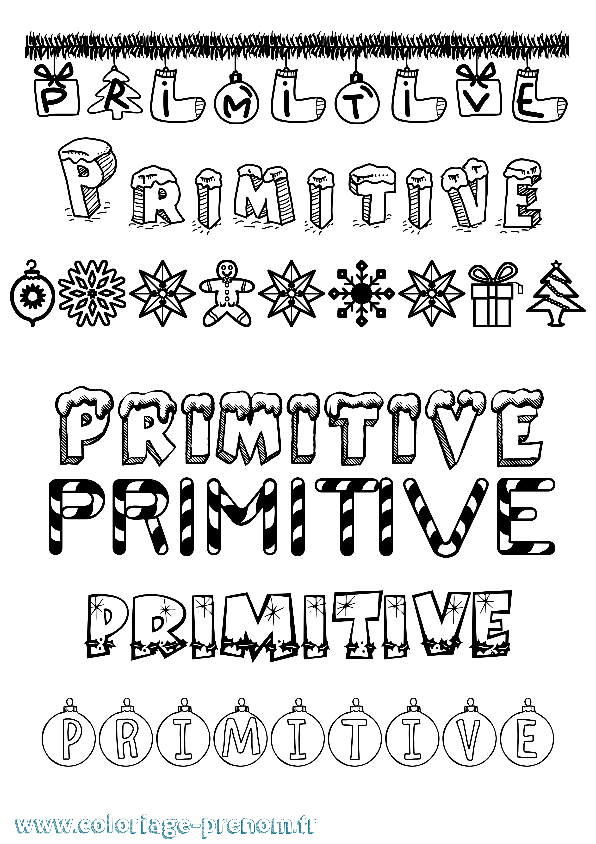 Coloriage Primitive Noël Coloriage prénom Primitive Noël