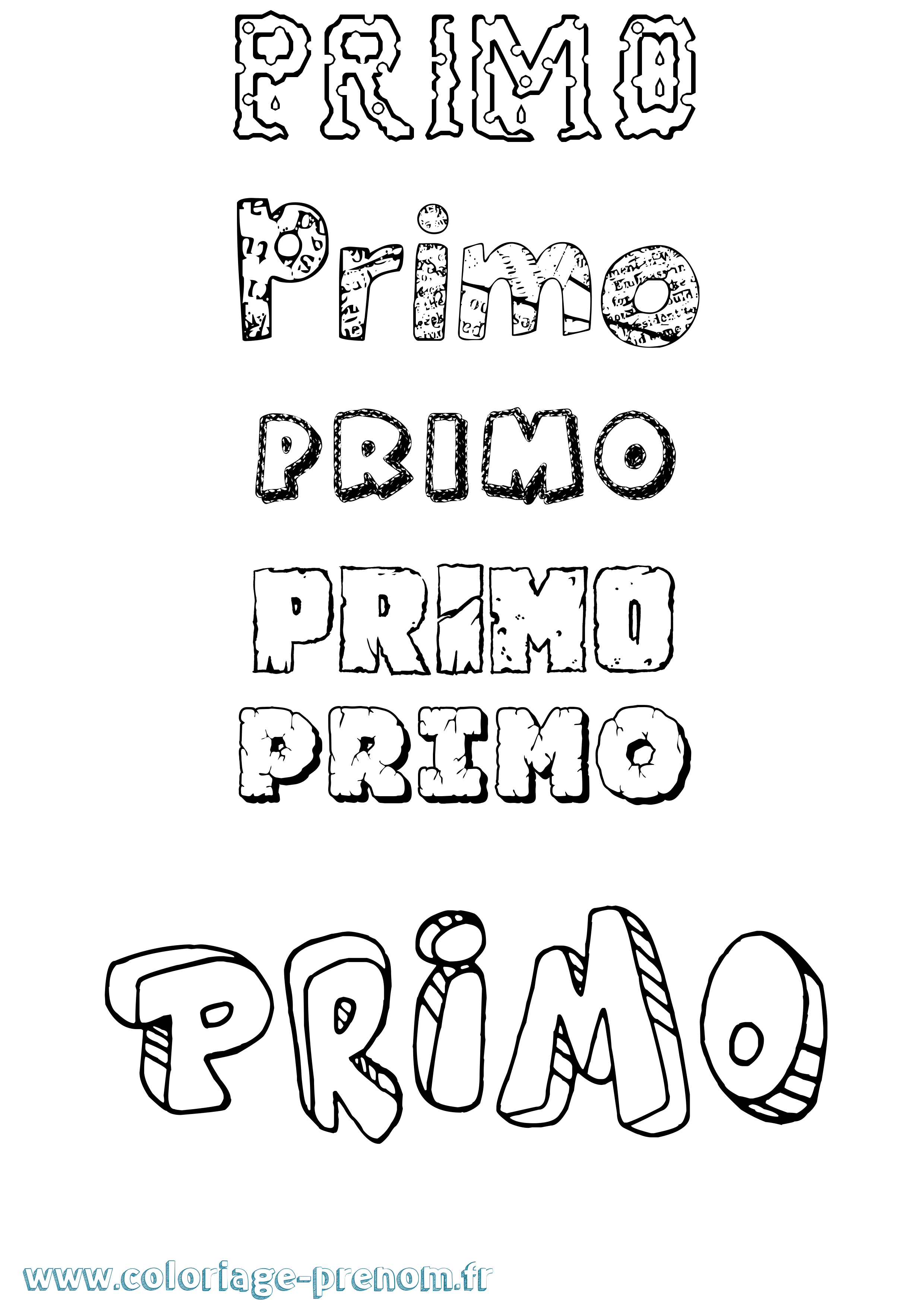Coloriage Primo Destructuré Coloriage prénom Primo Destructuré