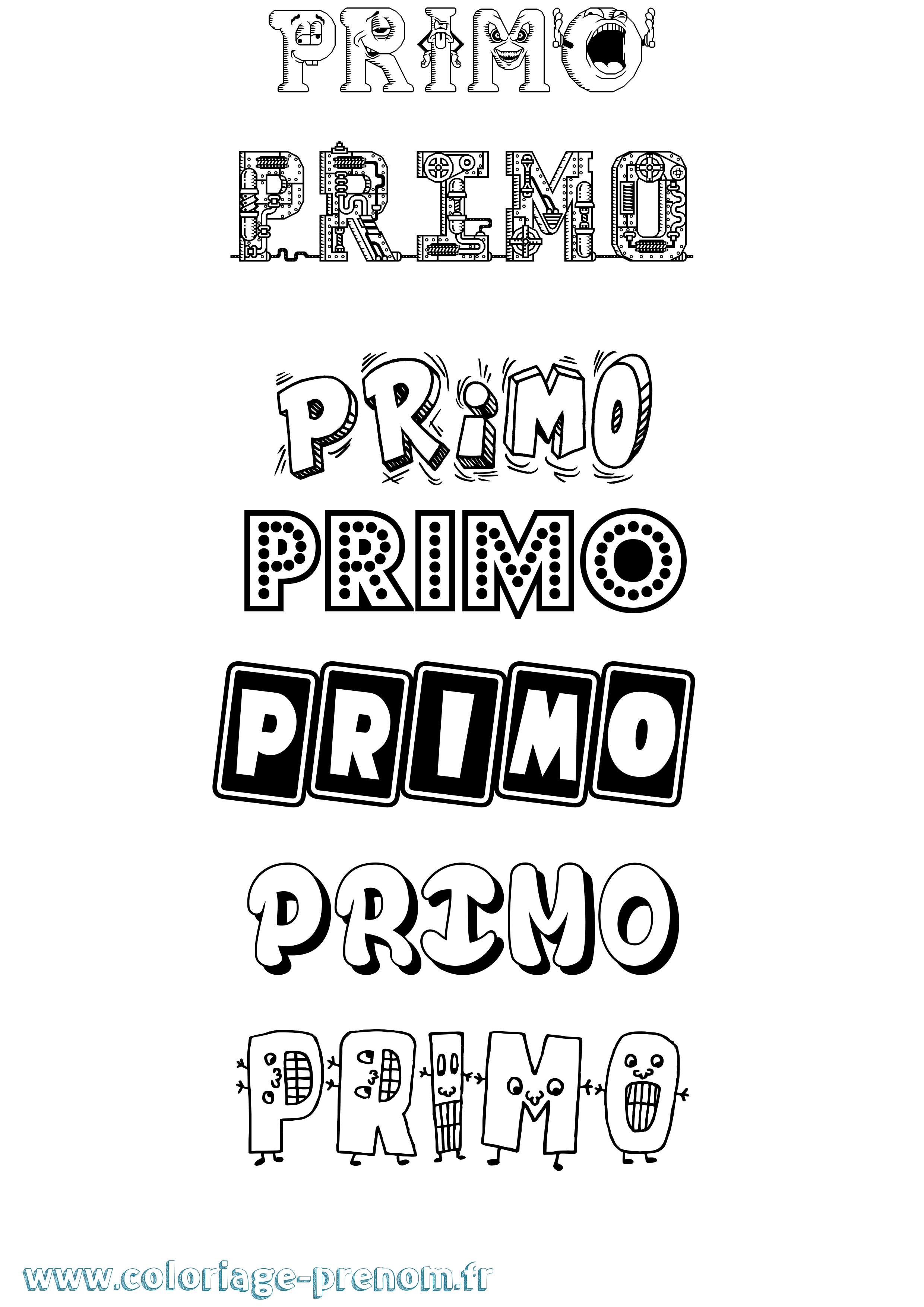Coloriage Primo Fun Coloriage prénom Primo Fun