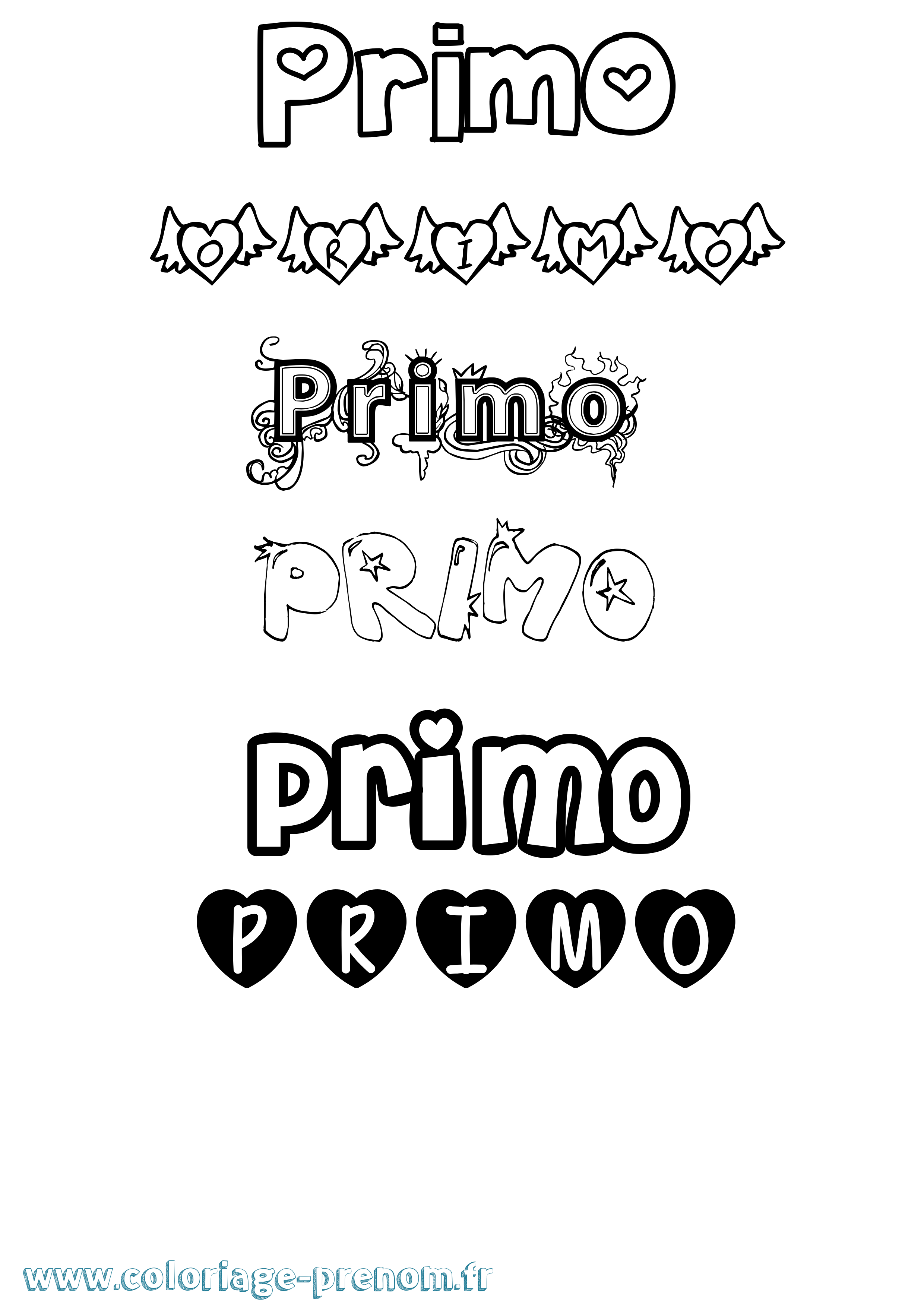 Coloriage Primo Girly Coloriage prénom Primo Girly