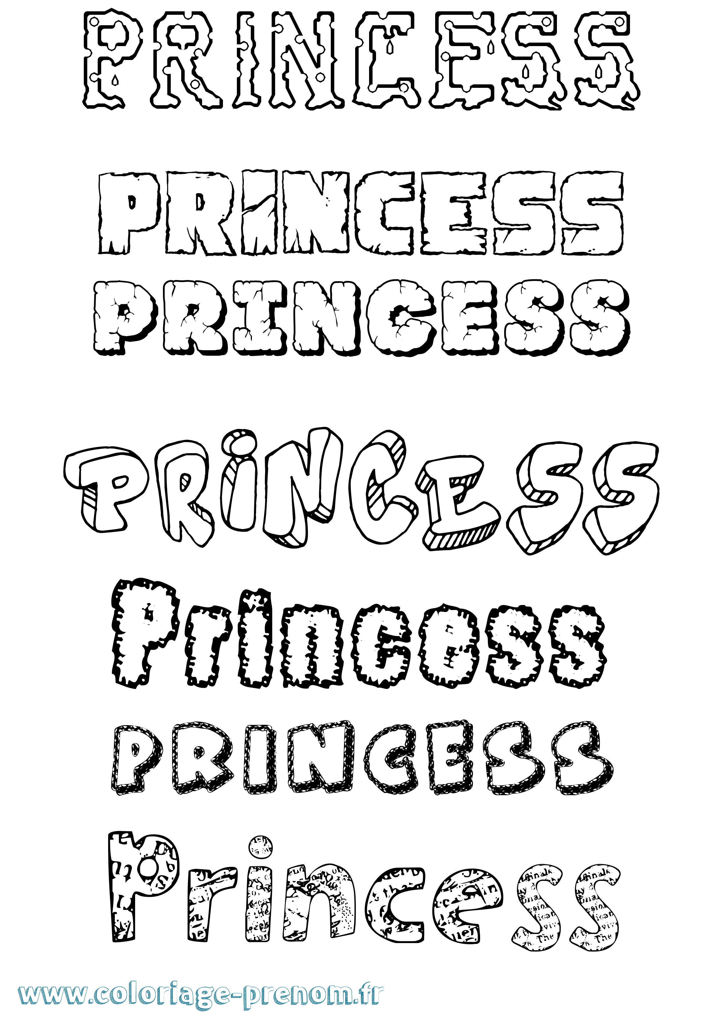 Coloriage Princess Destructuré Coloriage prénom Princess Destructuré