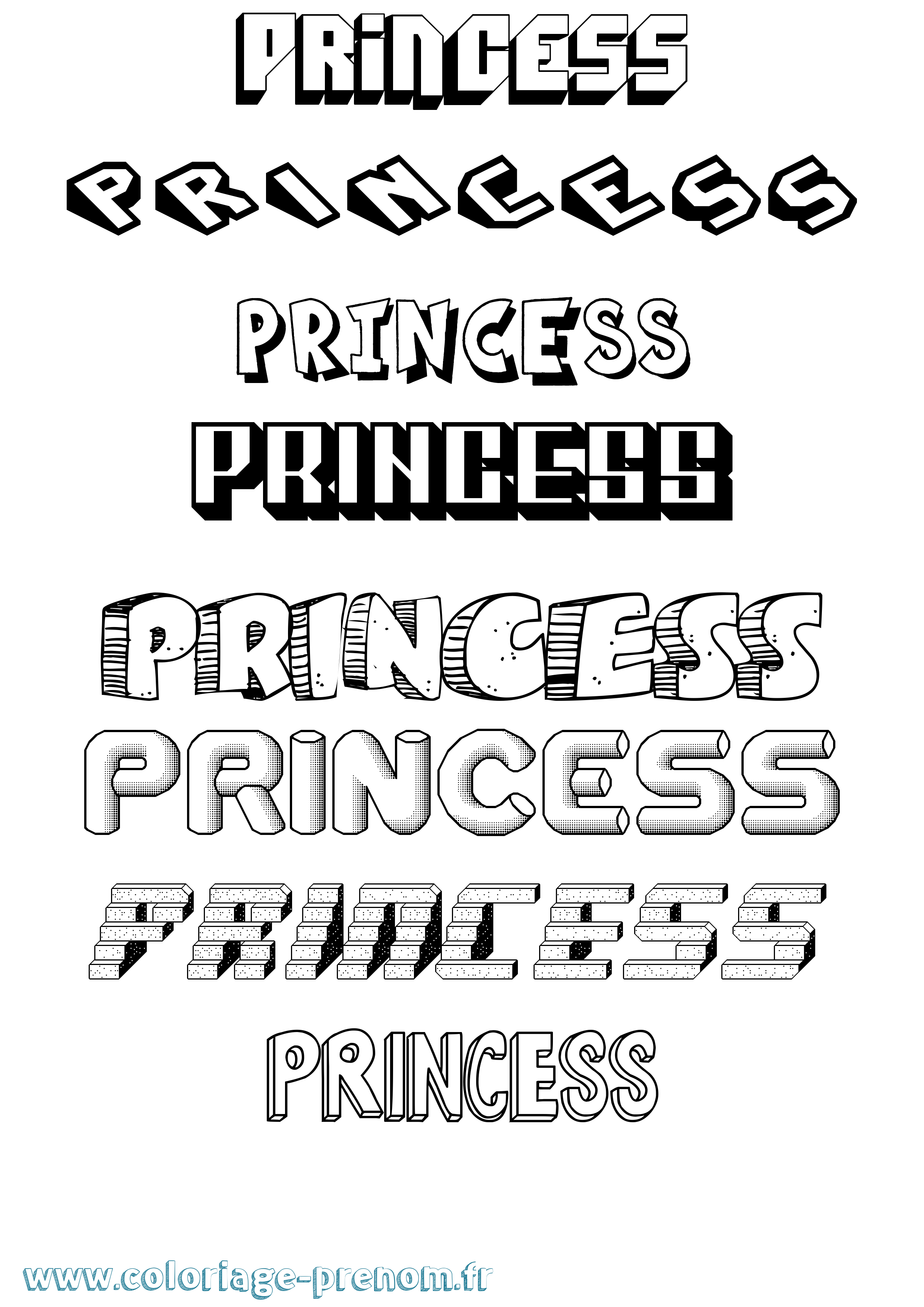 Coloriage Princess Effet 3D Coloriage prénom Princess Effet 3D