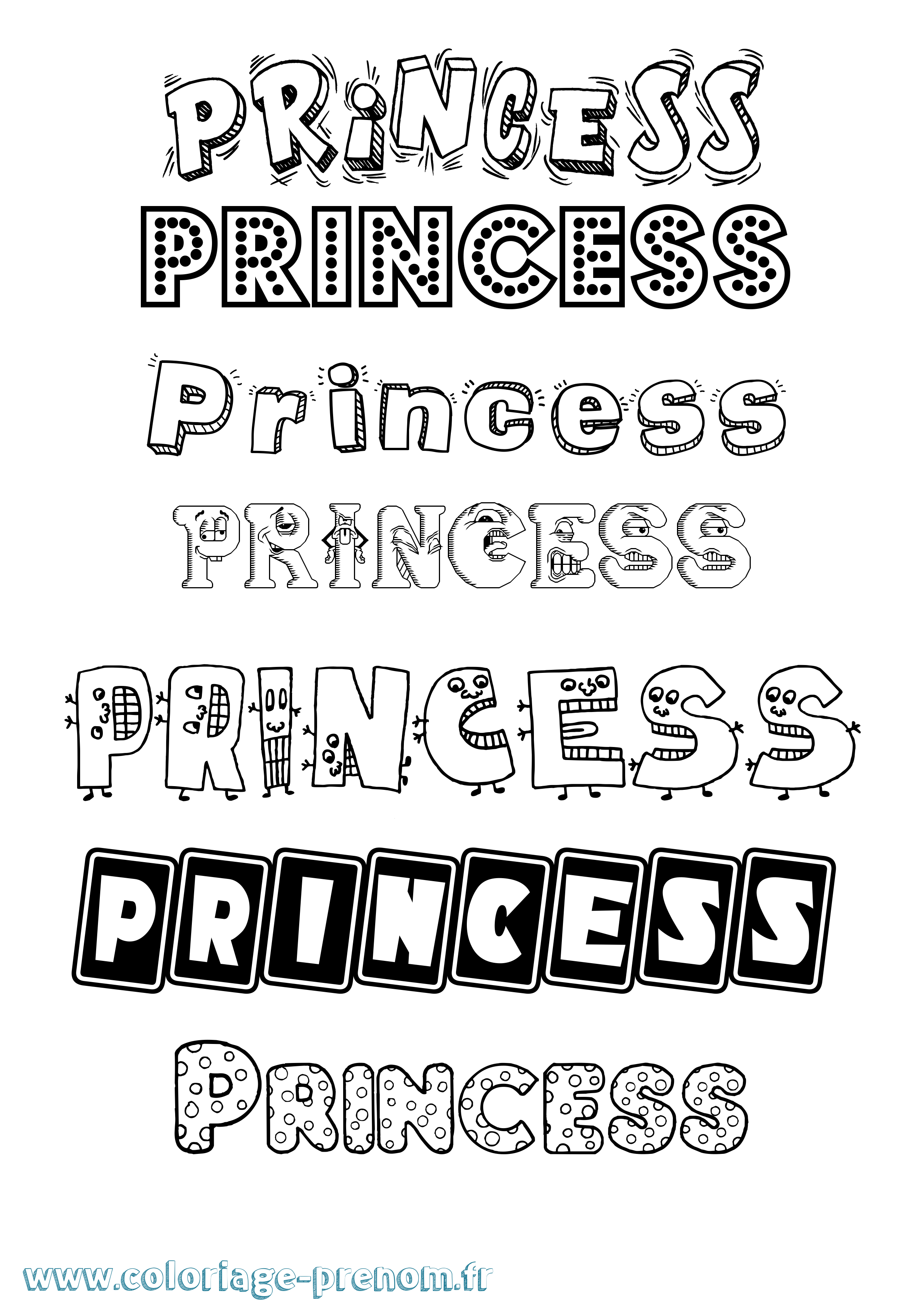 Coloriage Princess Fun Coloriage prénom Princess Fun