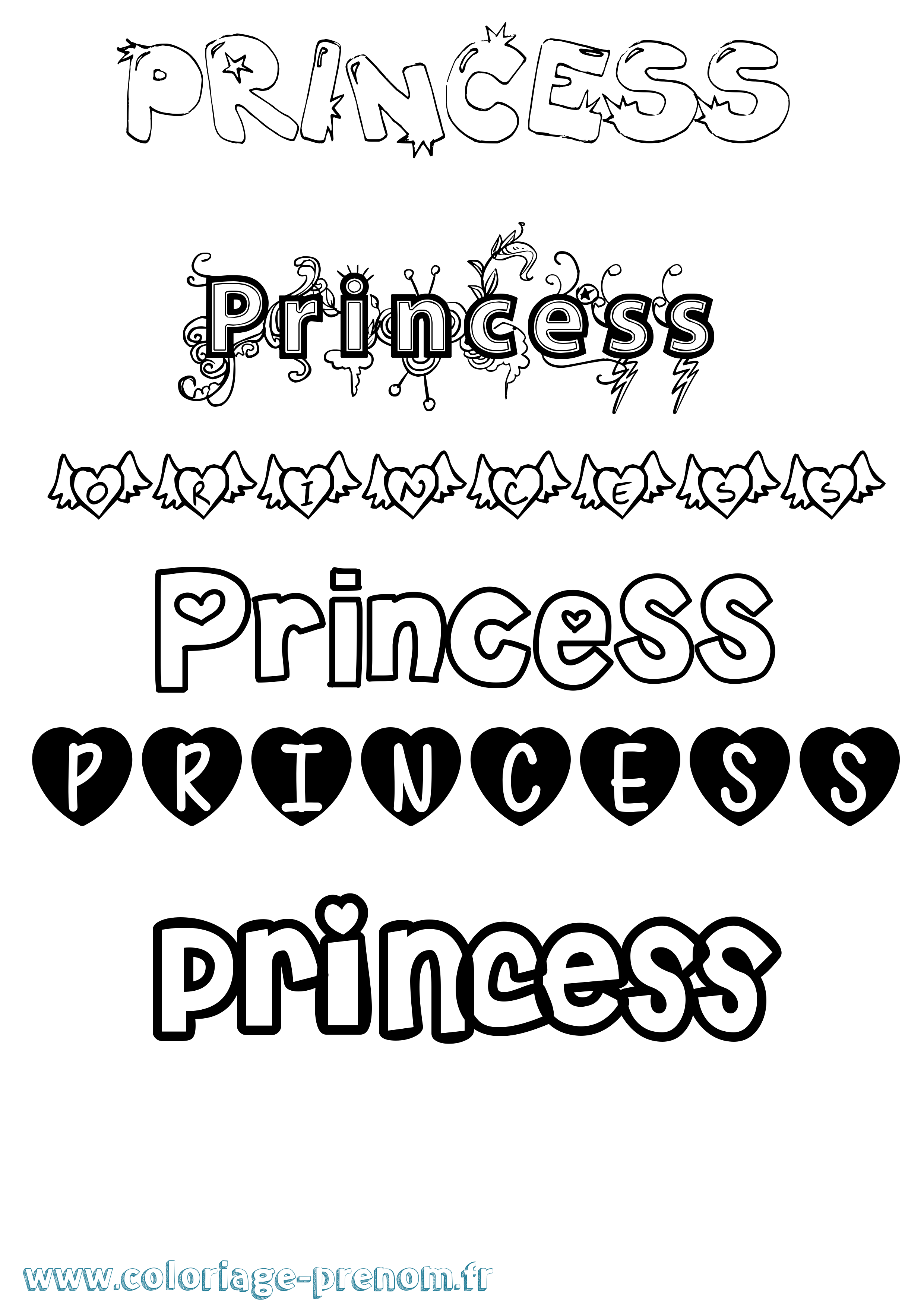 Coloriage Princess Girly Coloriage prénom Princess Girly