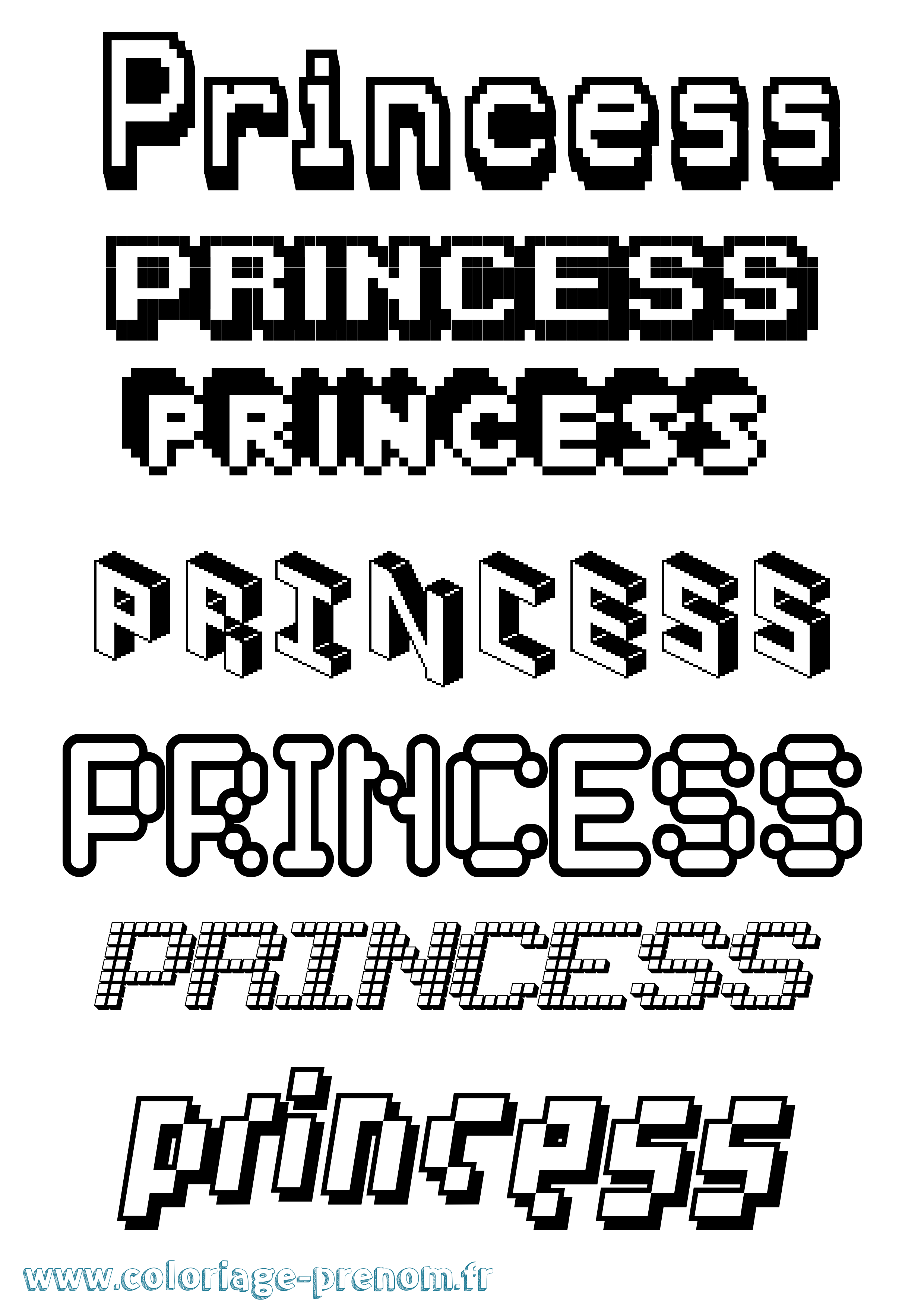 Coloriage Princess Pixel Coloriage prénom Princess Pixel