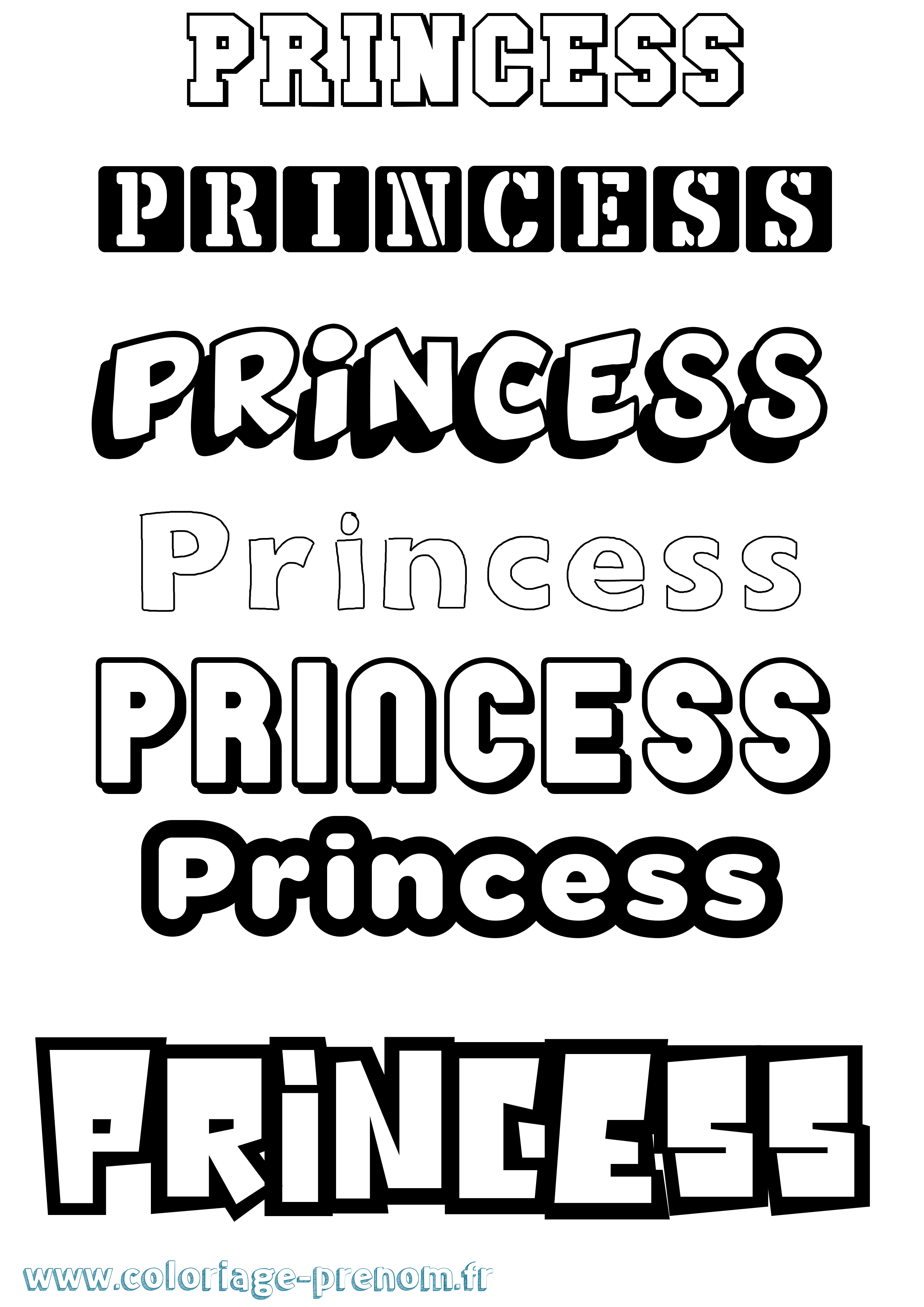 Coloriage Princess Simple Coloriage prénom Princess Simple