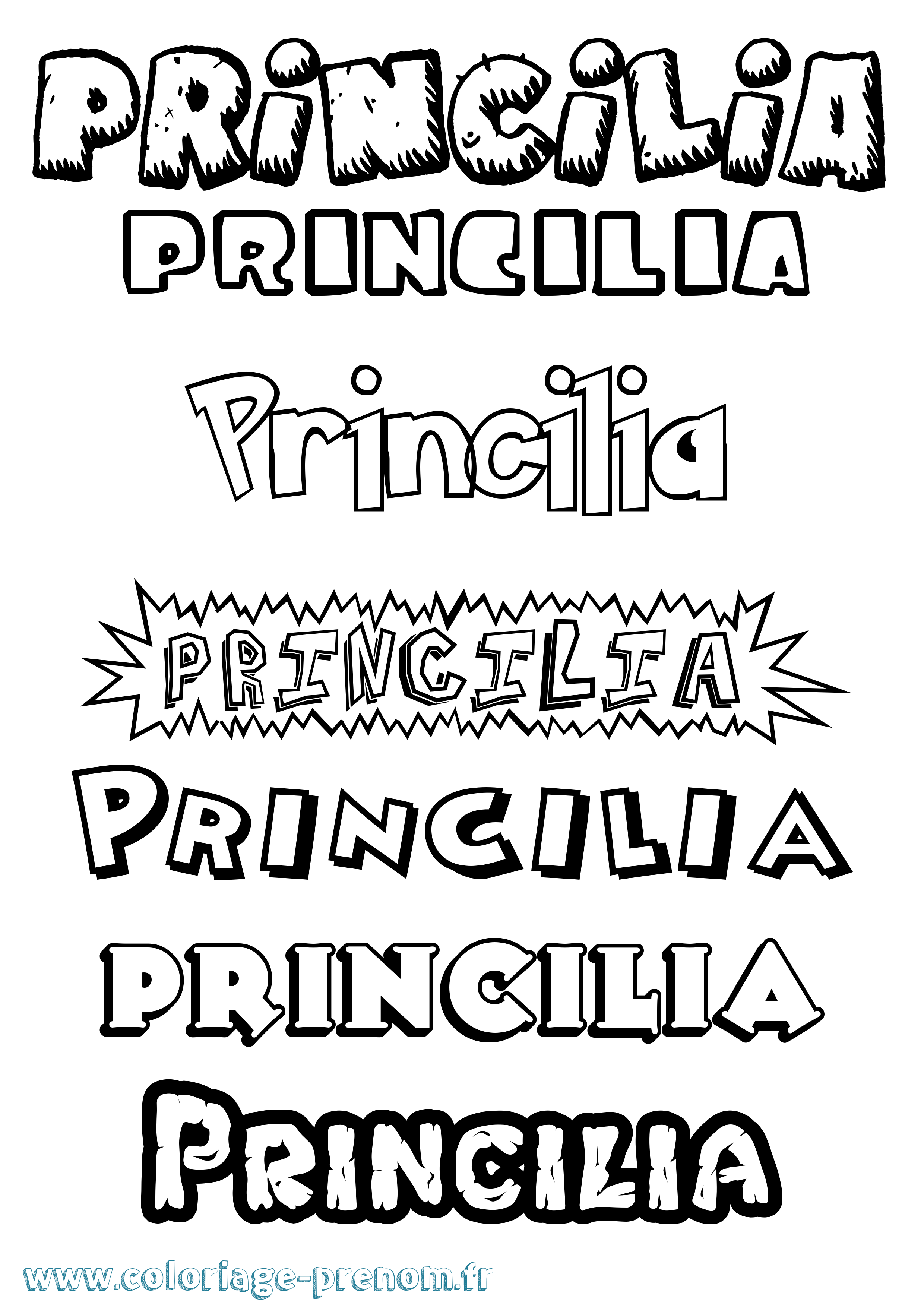 Coloriage Princilia Dessin Animé Coloriage prénom Princilia Dessin Animé