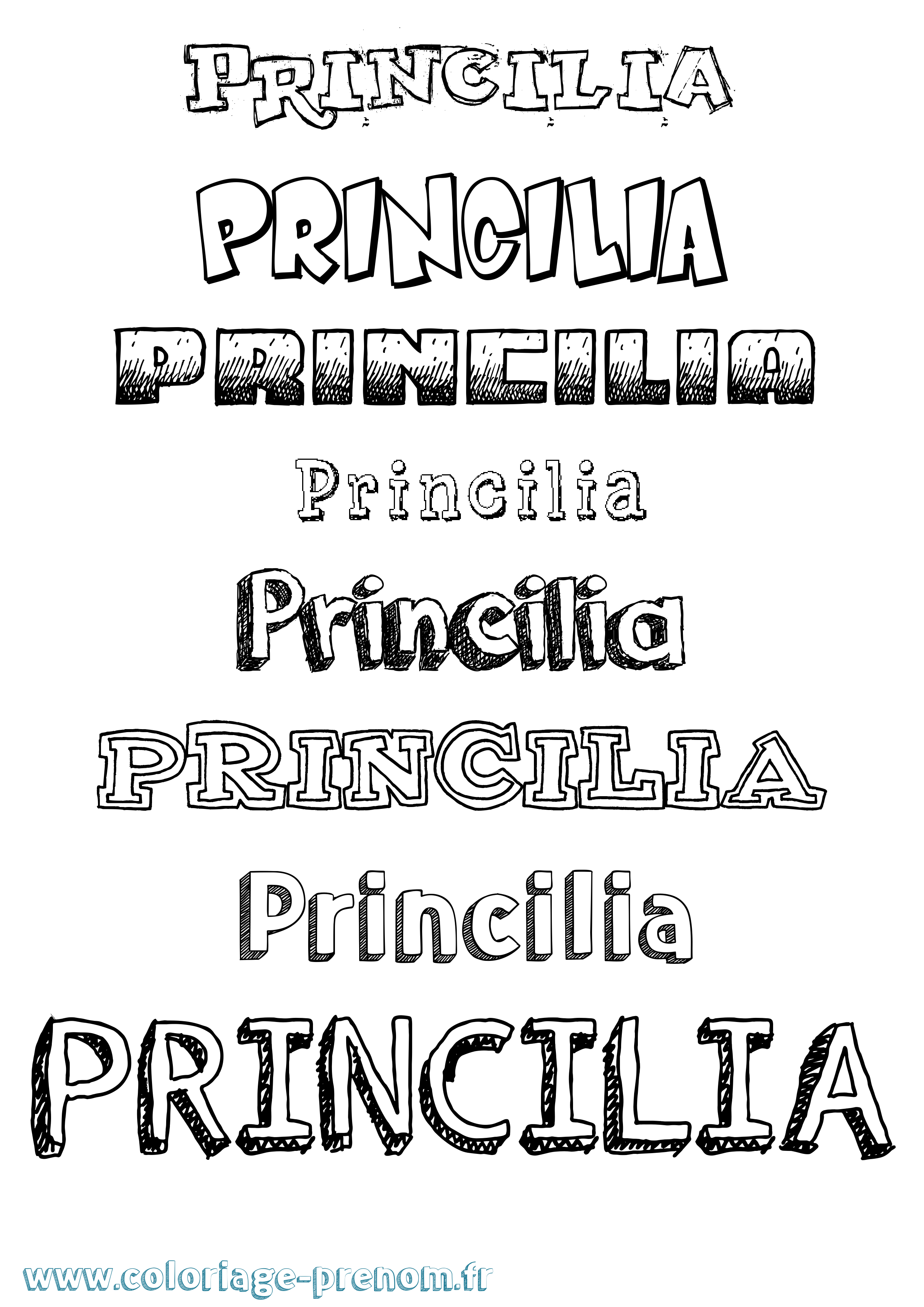 Coloriage Princilia Dessiné Coloriage prénom Princilia Dessiné