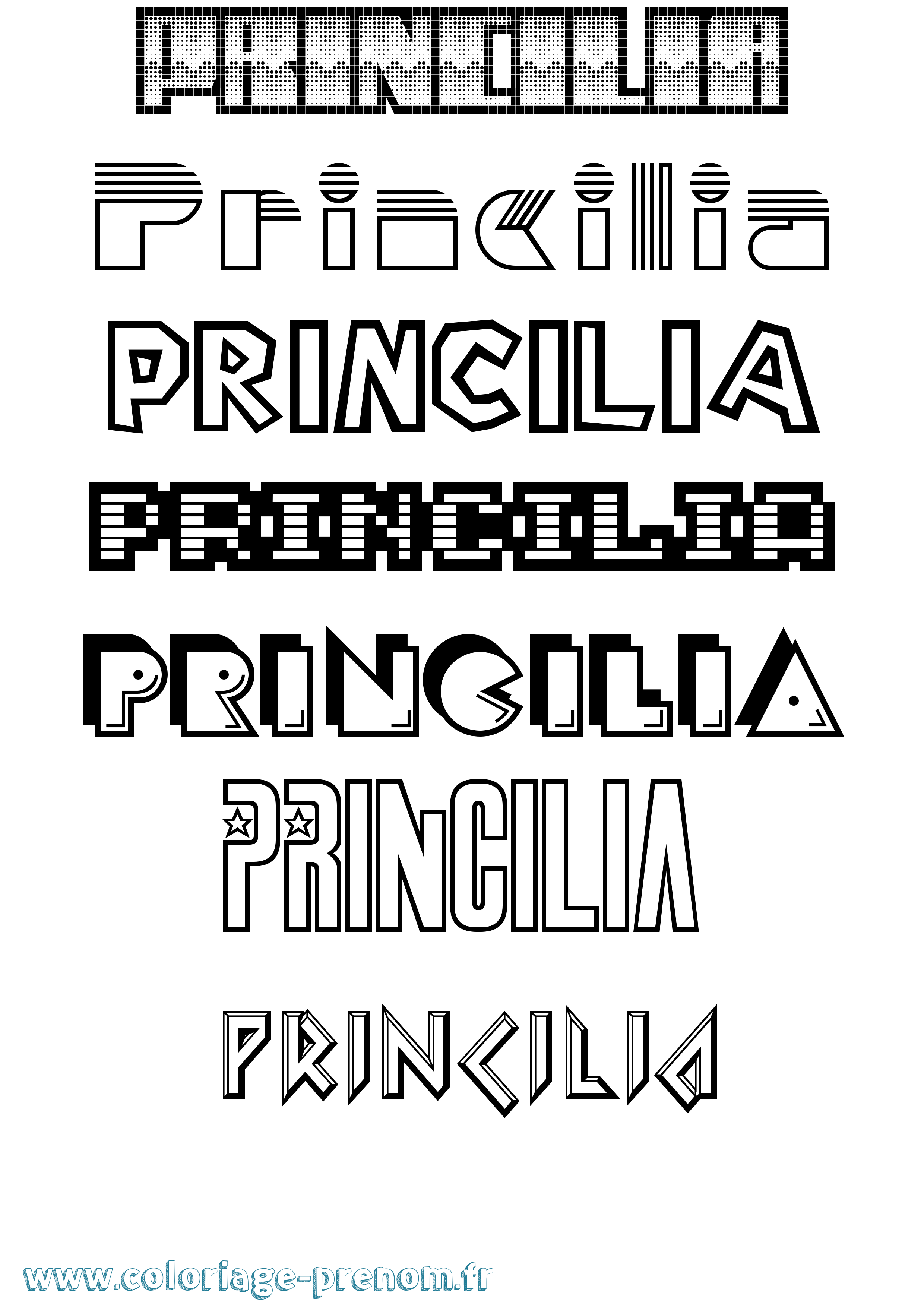 Coloriage Princilia Jeux Vidéos Coloriage prénom Princilia Jeux Vidéos