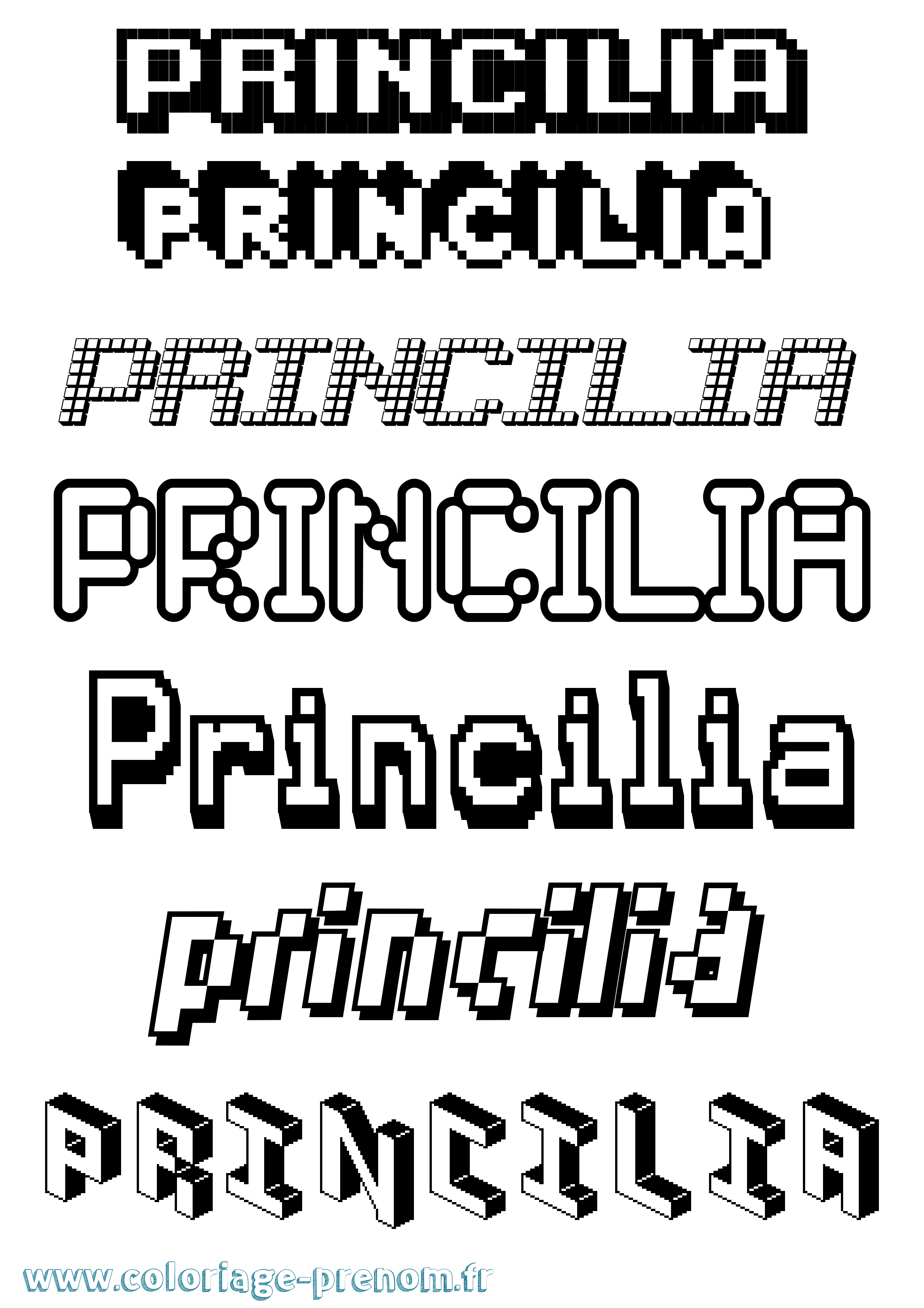 Coloriage Princilia Pixel Coloriage prénom Princilia Pixel