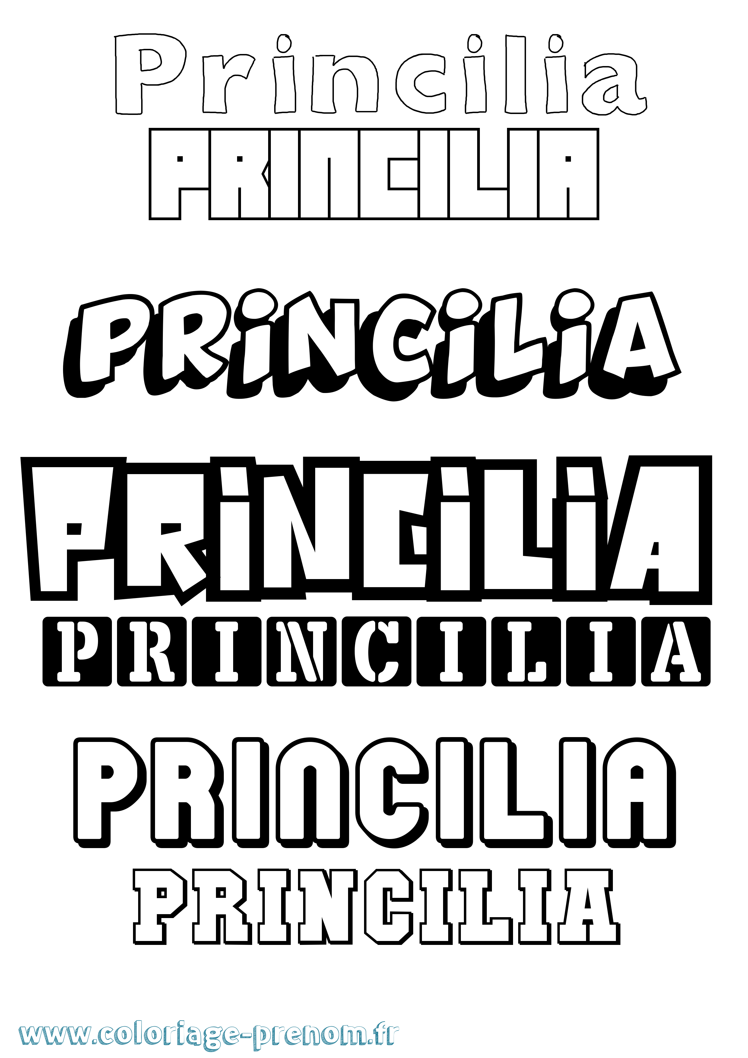 Coloriage Princilia Simple Coloriage prénom Princilia Simple