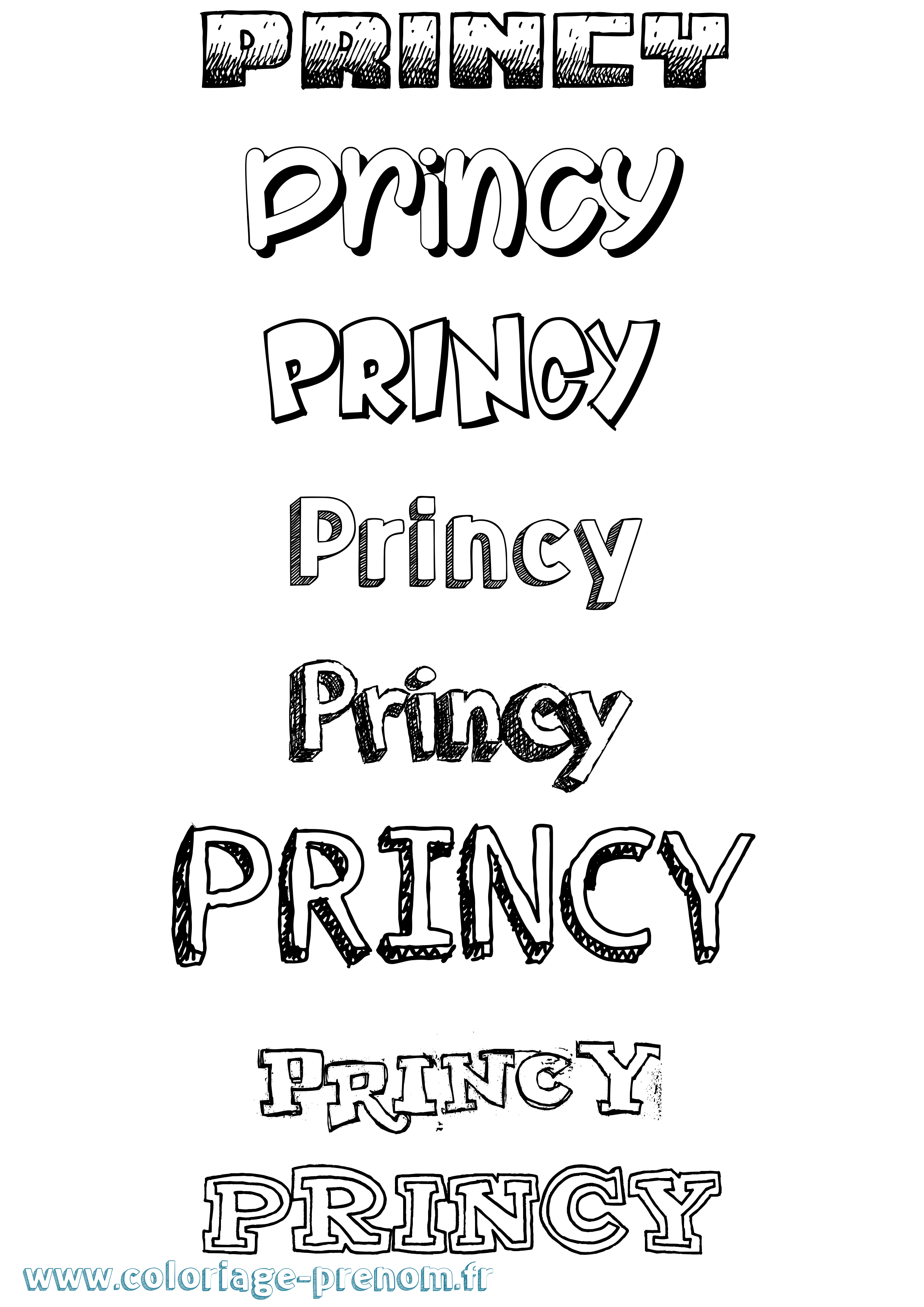 Coloriage Princy Dessiné Coloriage prénom Princy Dessiné