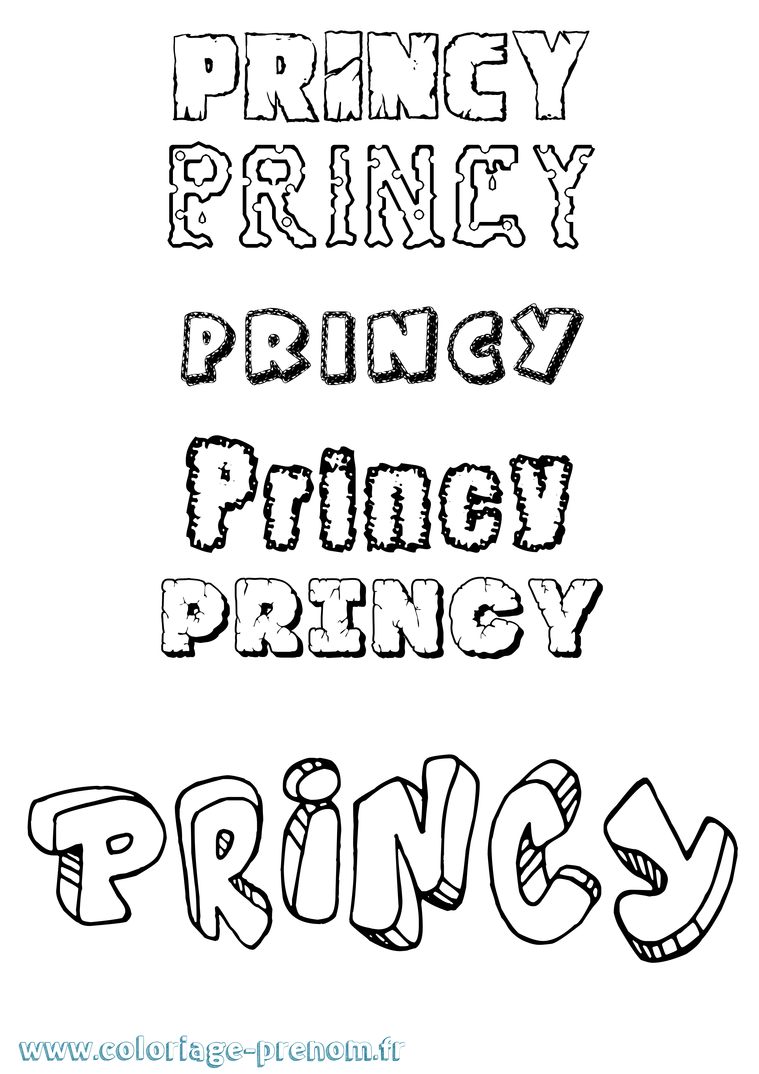 Coloriage Princy Destructuré Coloriage prénom Princy Destructuré
