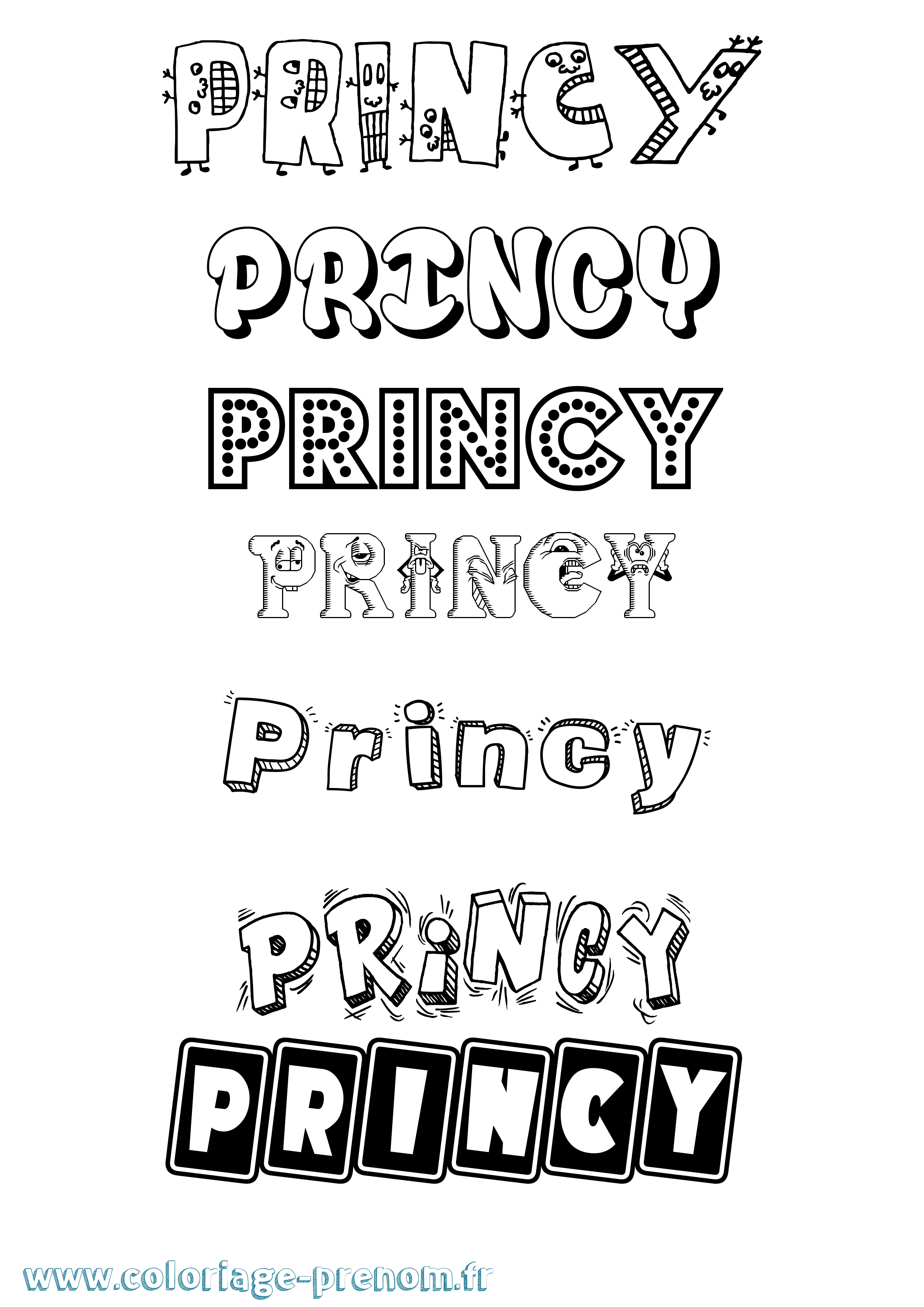 Coloriage Princy Fun Coloriage prénom Princy Fun