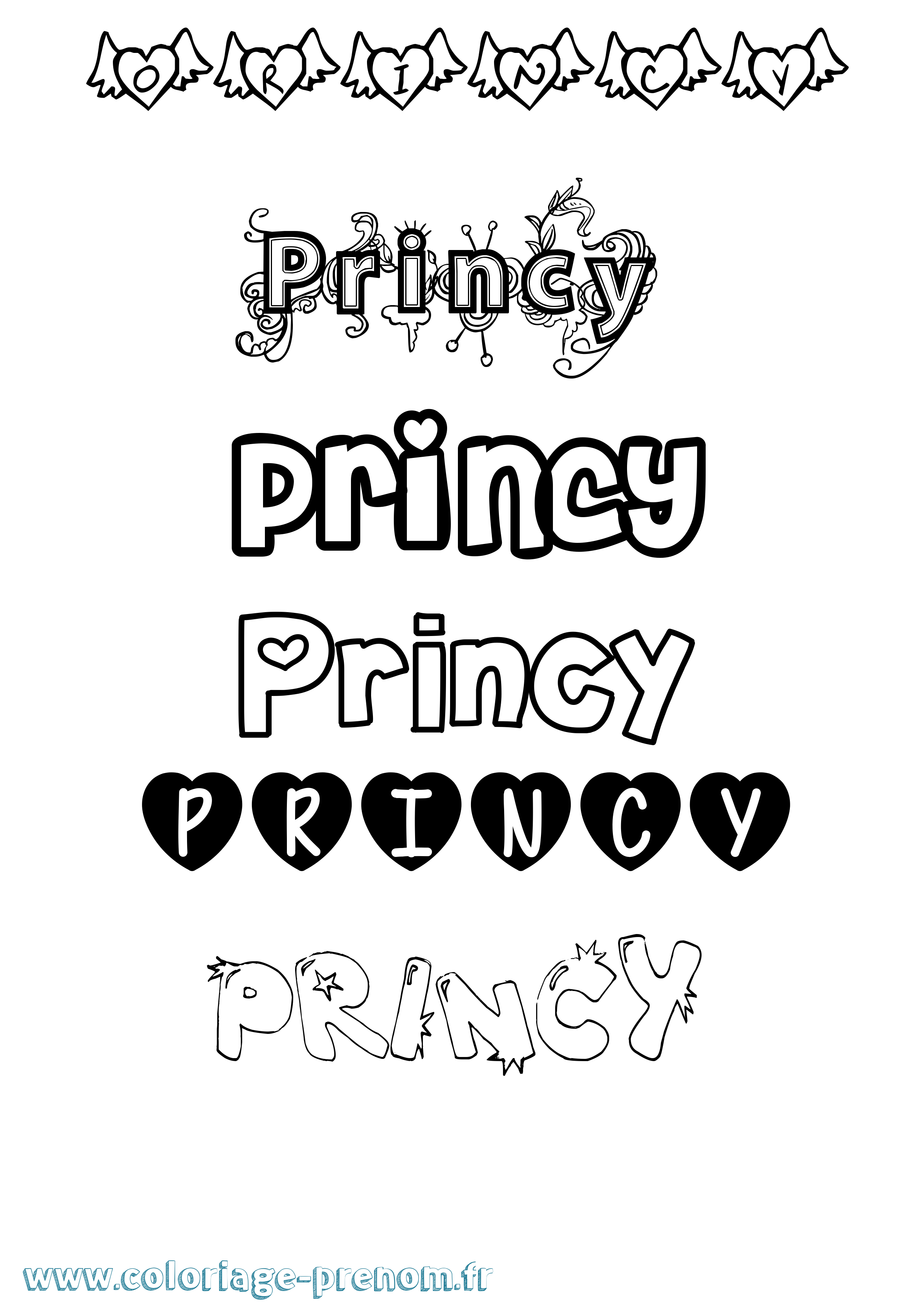 Coloriage Princy Girly Coloriage prénom Princy Girly