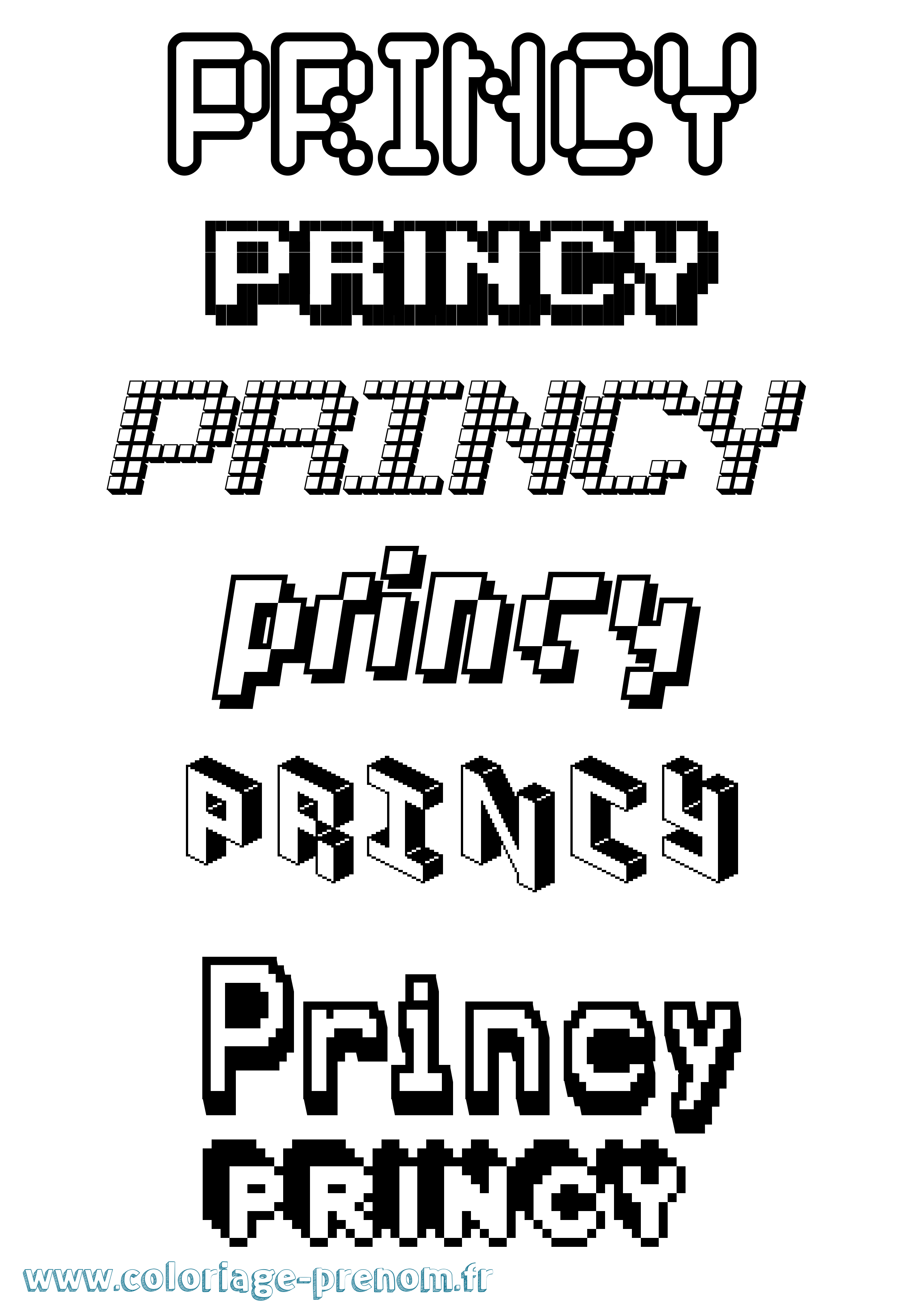Coloriage Princy Pixel Coloriage prénom Princy Pixel