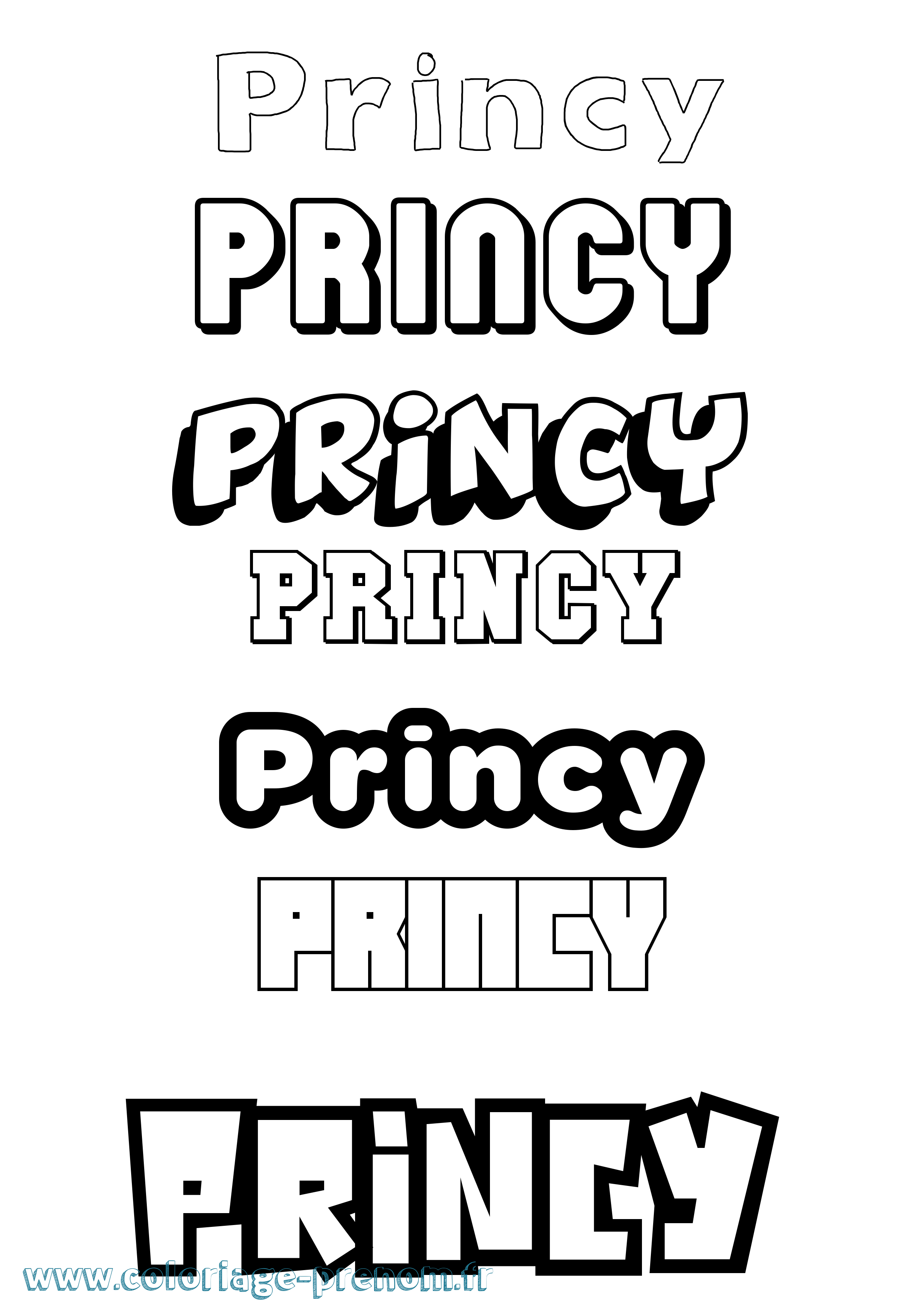 Coloriage Princy Simple Coloriage prénom Princy Simple