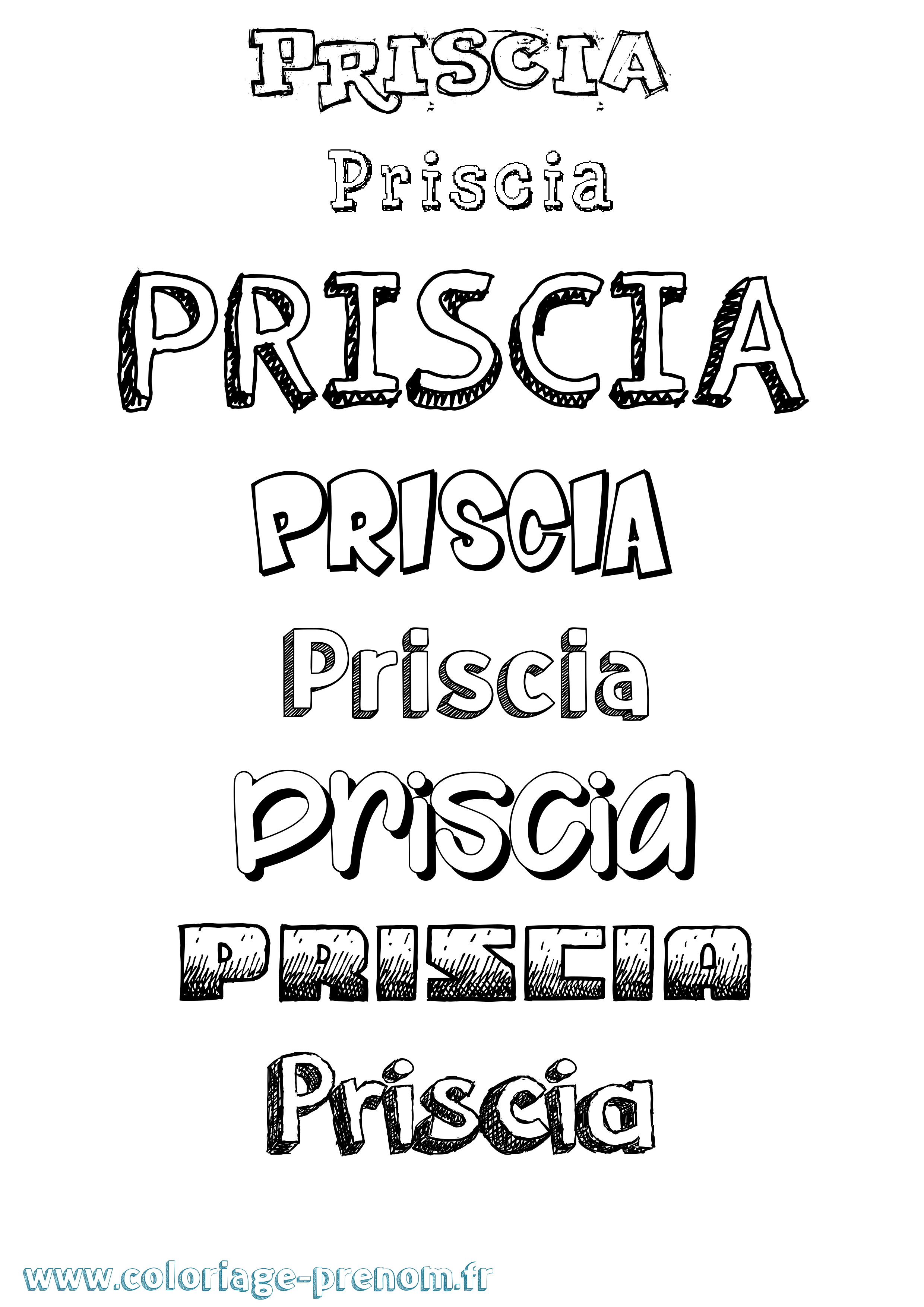 Coloriage Priscia Dessiné Coloriage prénom Priscia Dessiné