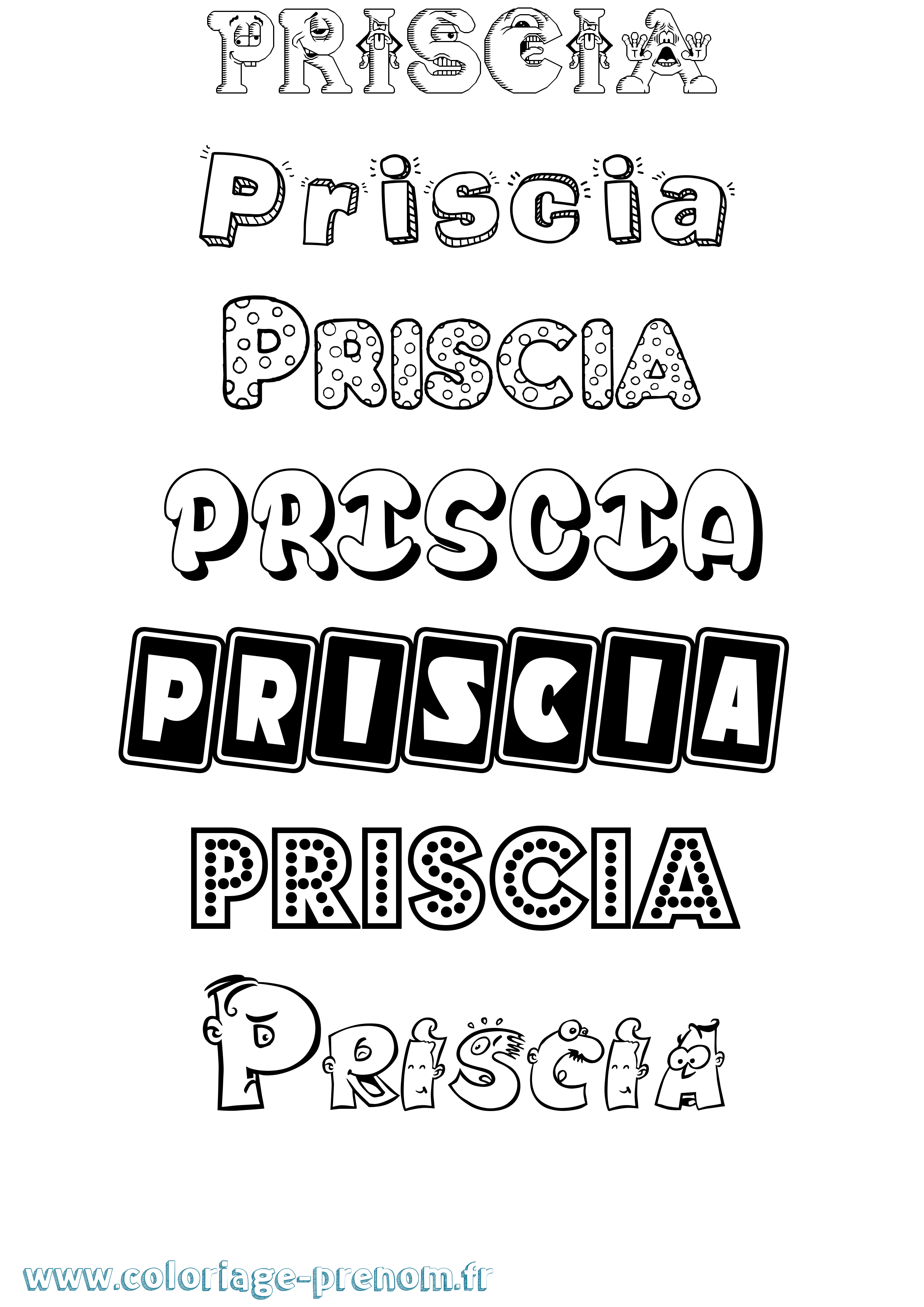 Coloriage Priscia Fun Coloriage prénom Priscia Fun