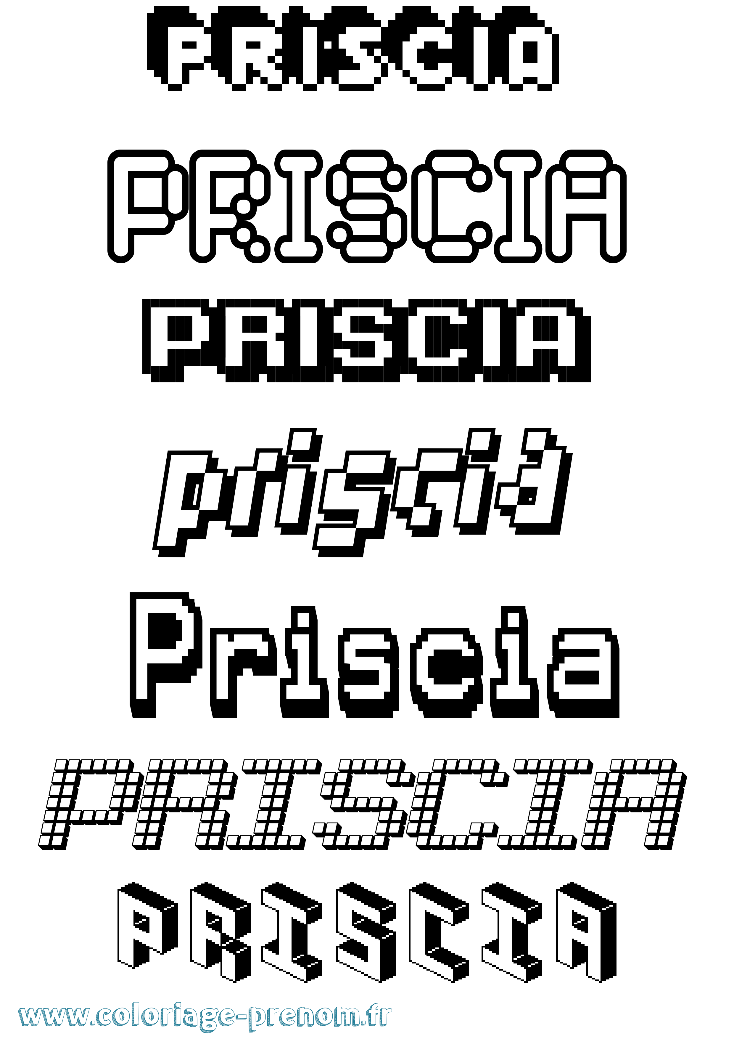 Coloriage Priscia Pixel Coloriage prénom Priscia Pixel