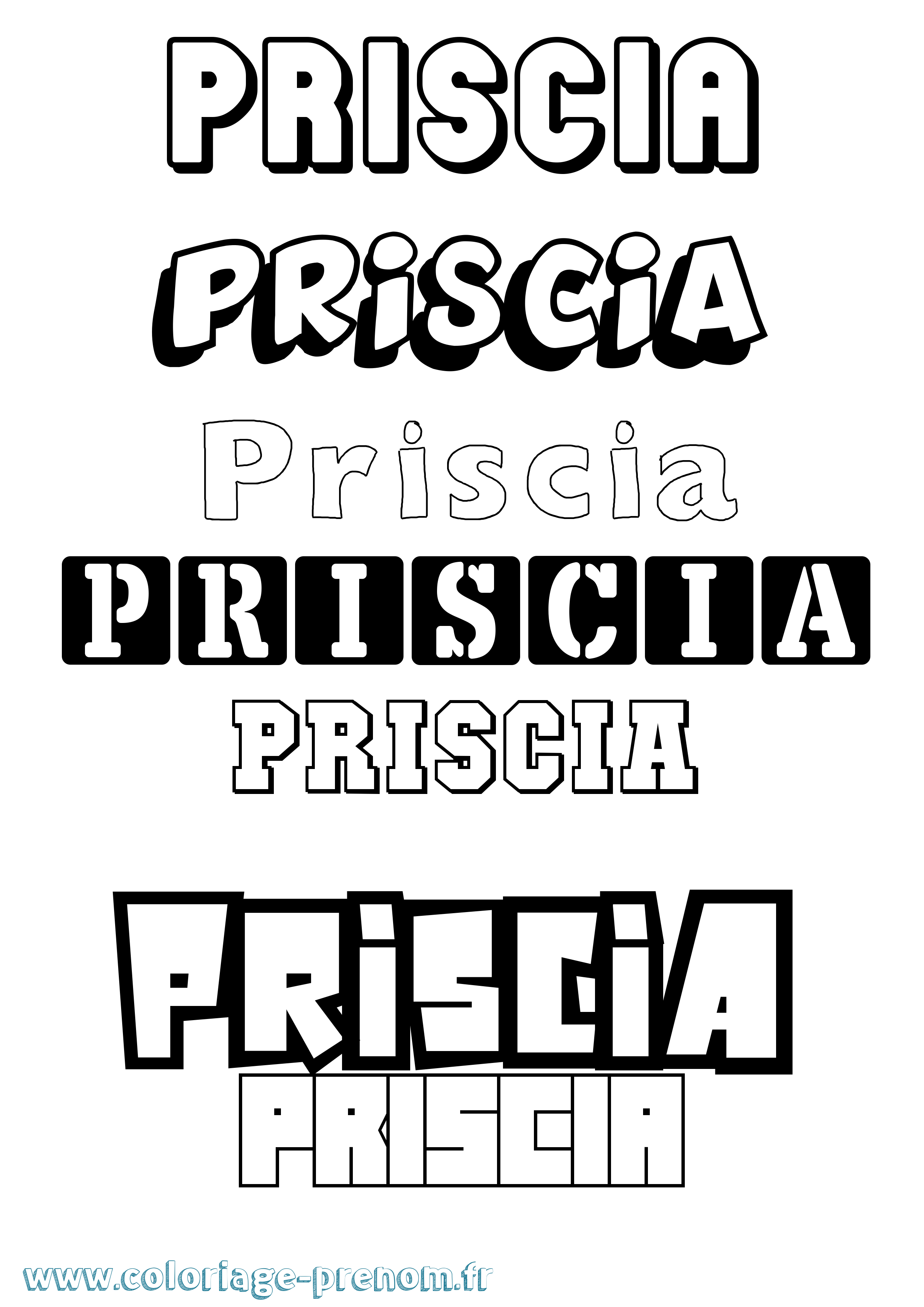 Coloriage Priscia Simple Coloriage prénom Priscia Simple