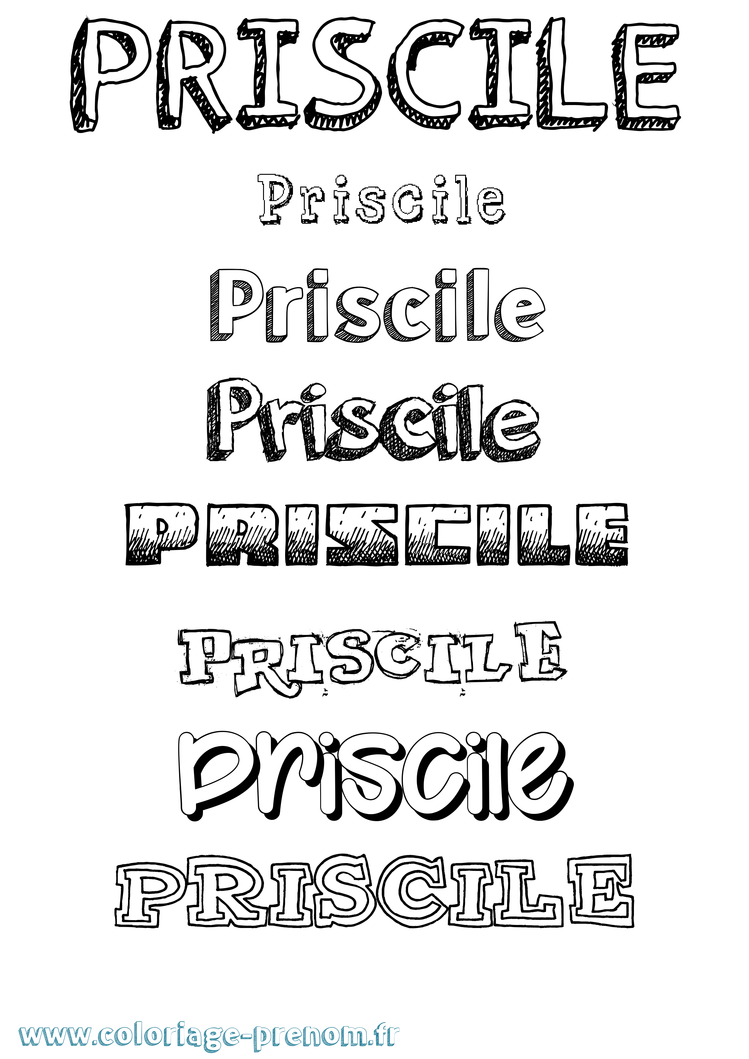 Coloriage Priscile Dessiné Coloriage prénom Priscile Dessiné