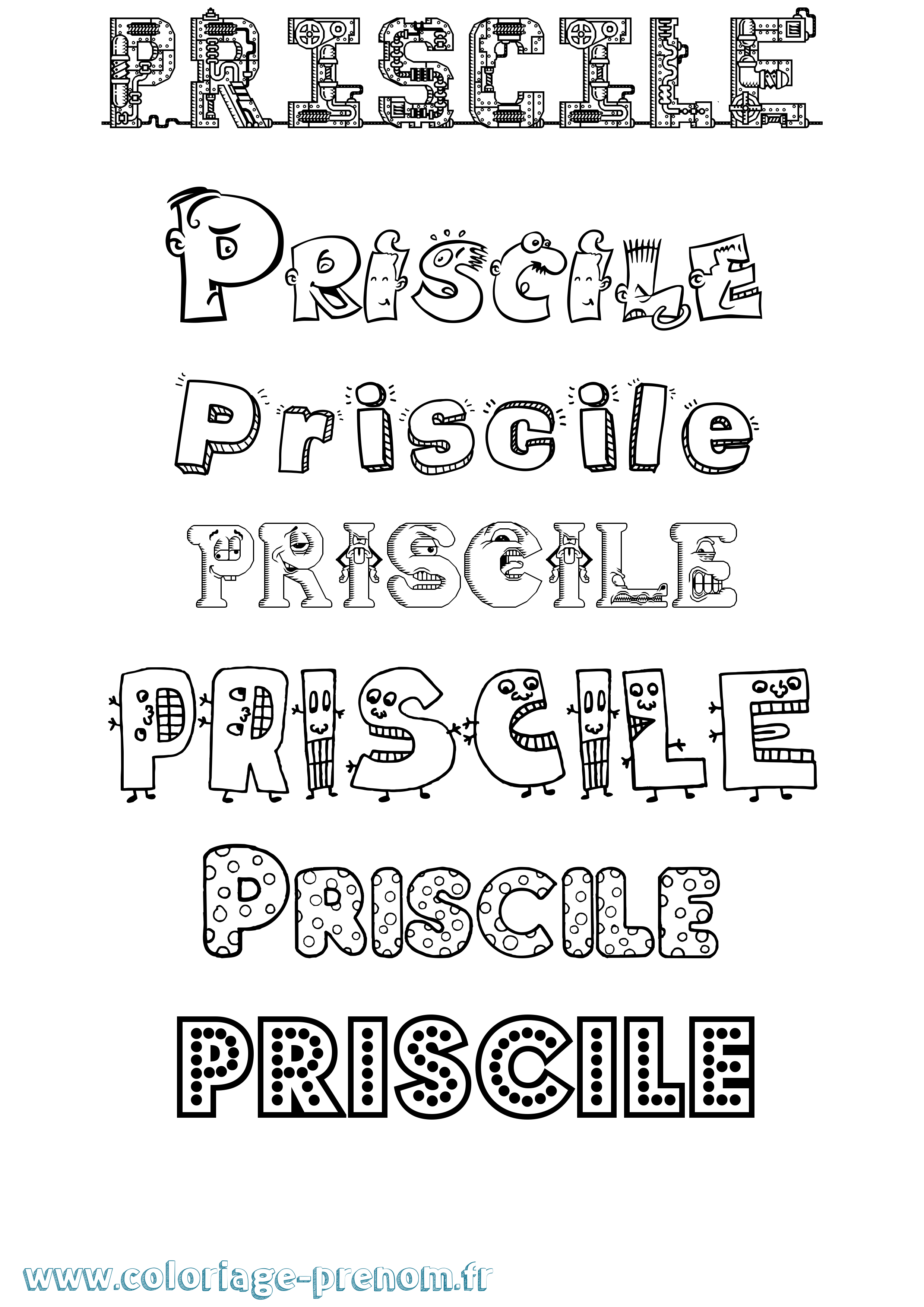 Coloriage Priscile Fun Coloriage prénom Priscile Fun