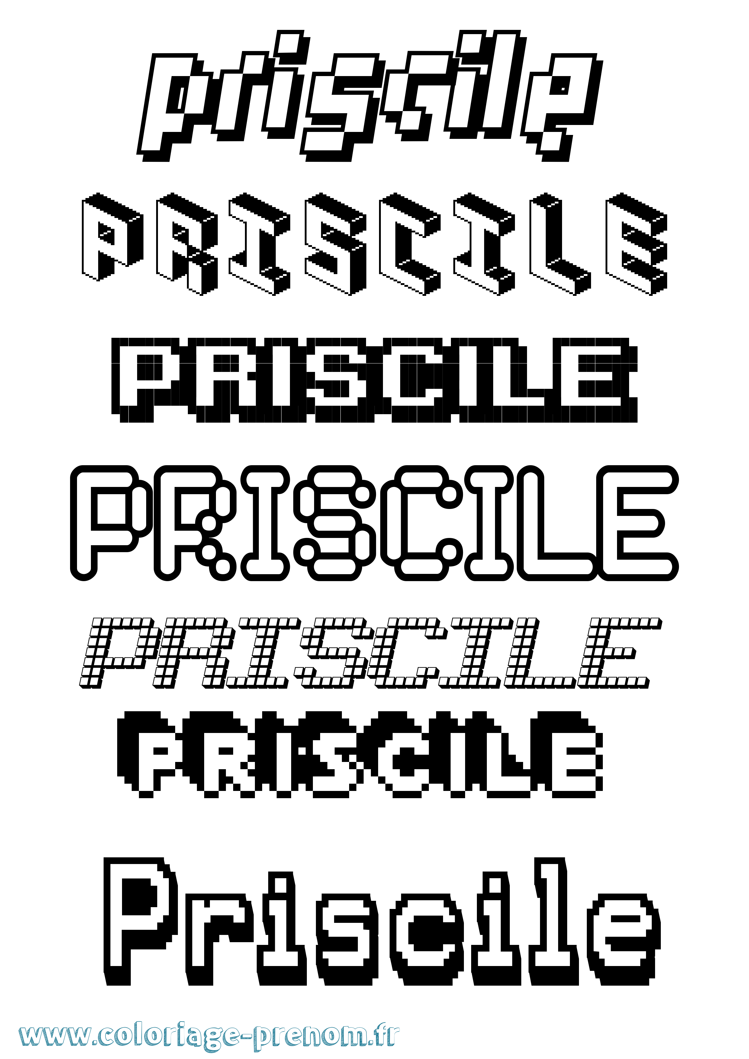Coloriage Priscile Pixel Coloriage prénom Priscile Pixel