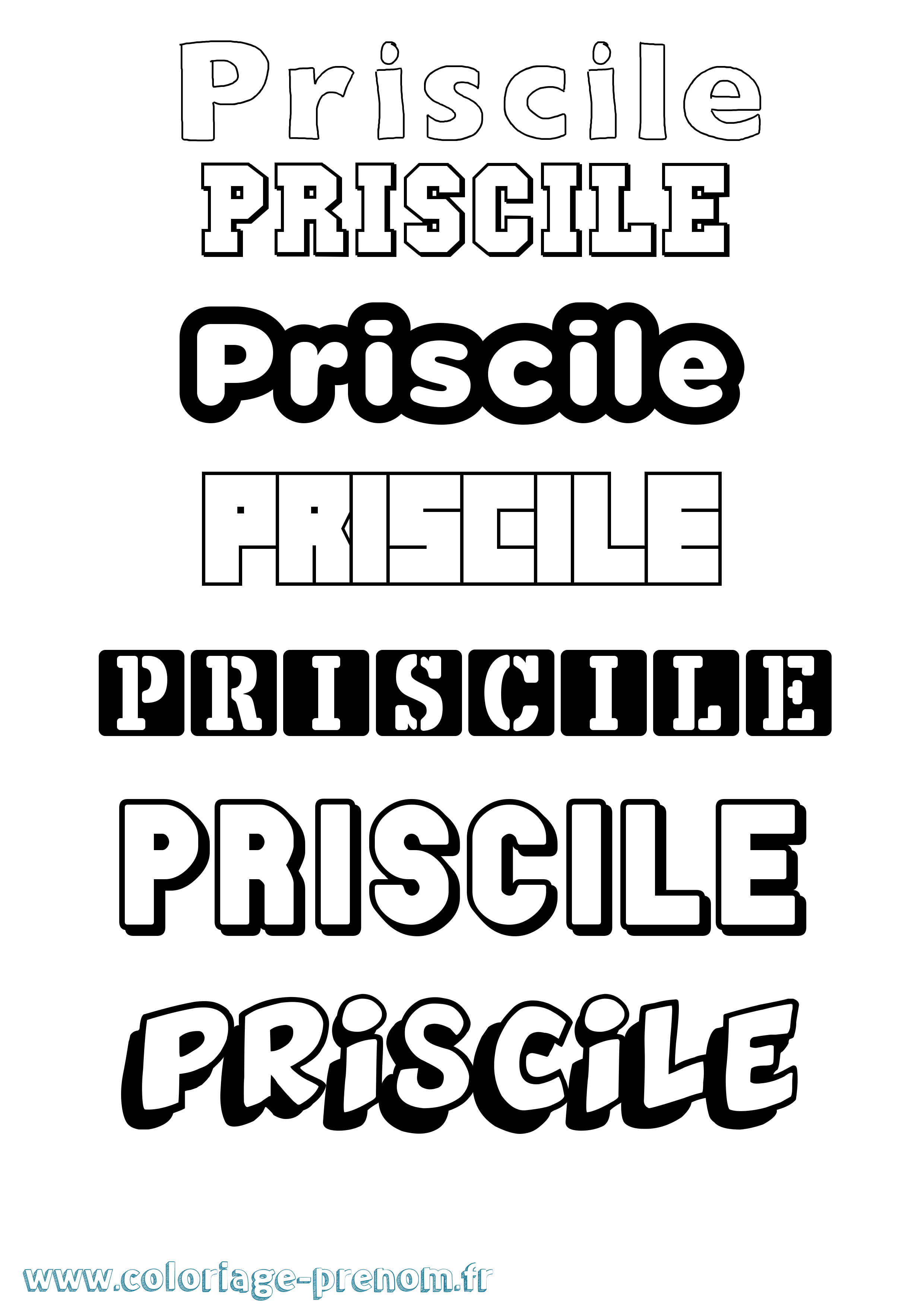 Coloriage Priscile Simple Coloriage prénom Priscile Simple