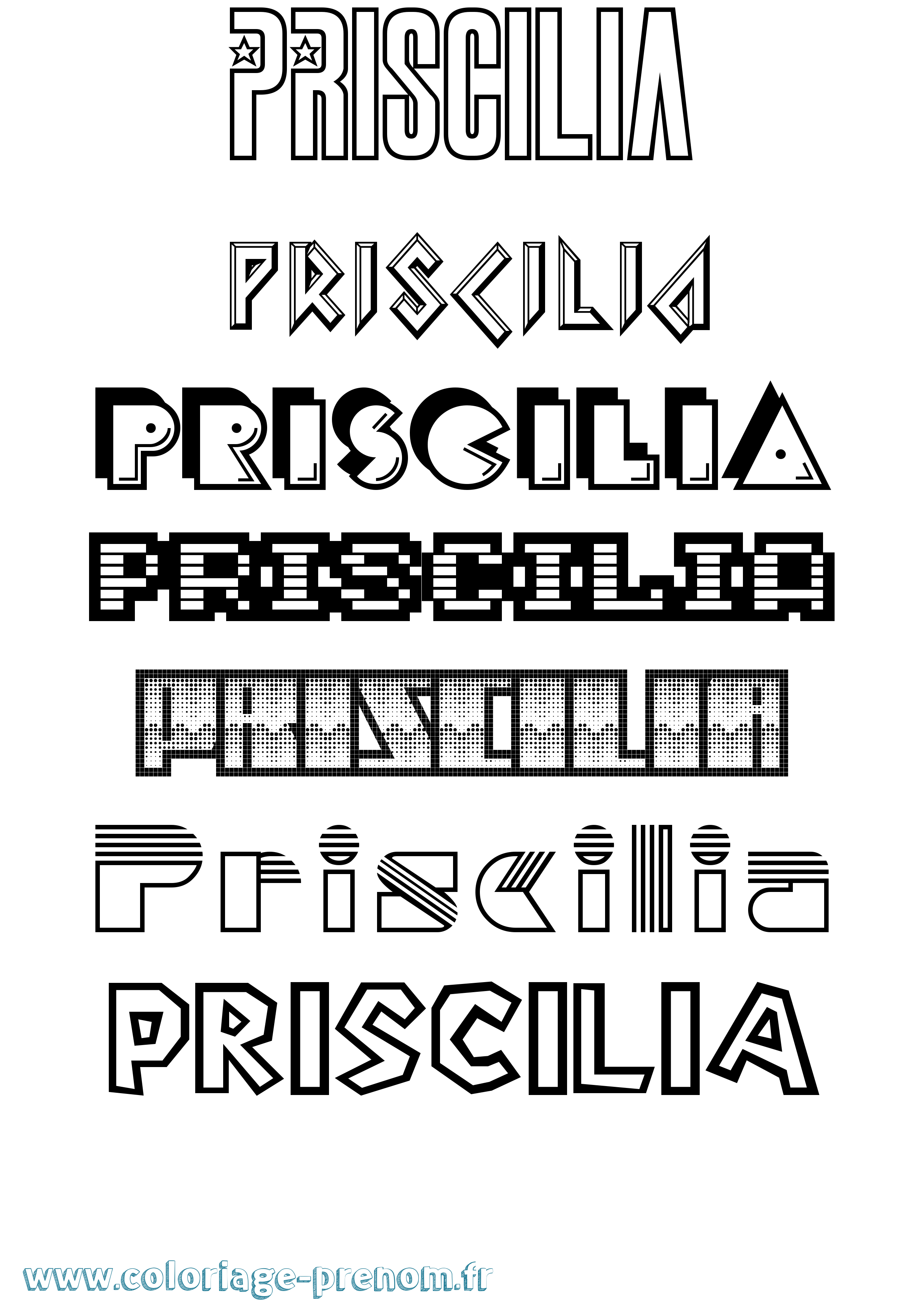 Coloriage Priscilia Jeux Vidéos Coloriage prénom Priscilia Jeux Vidéos