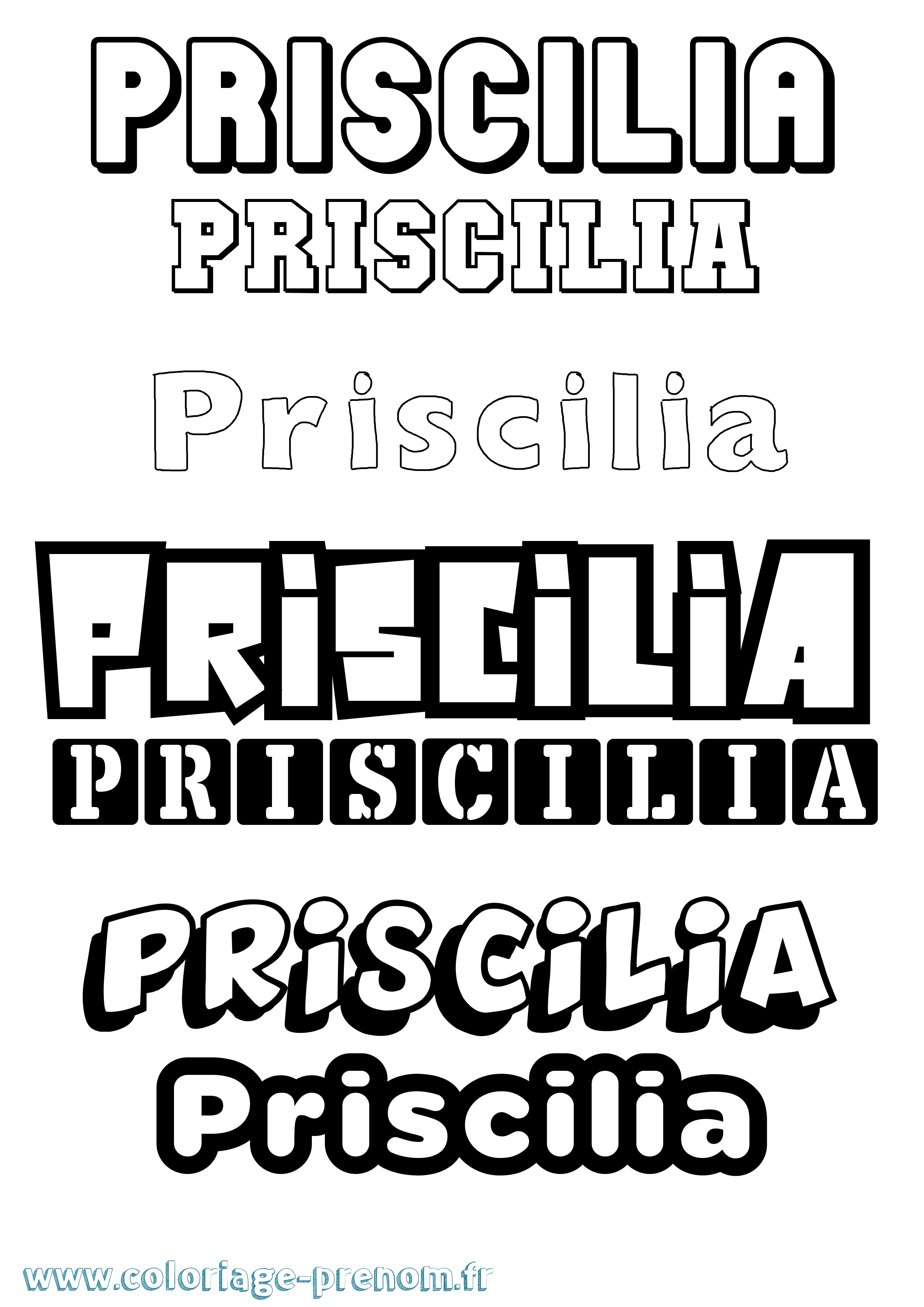 Coloriage Priscilia Simple Coloriage prénom Priscilia Simple