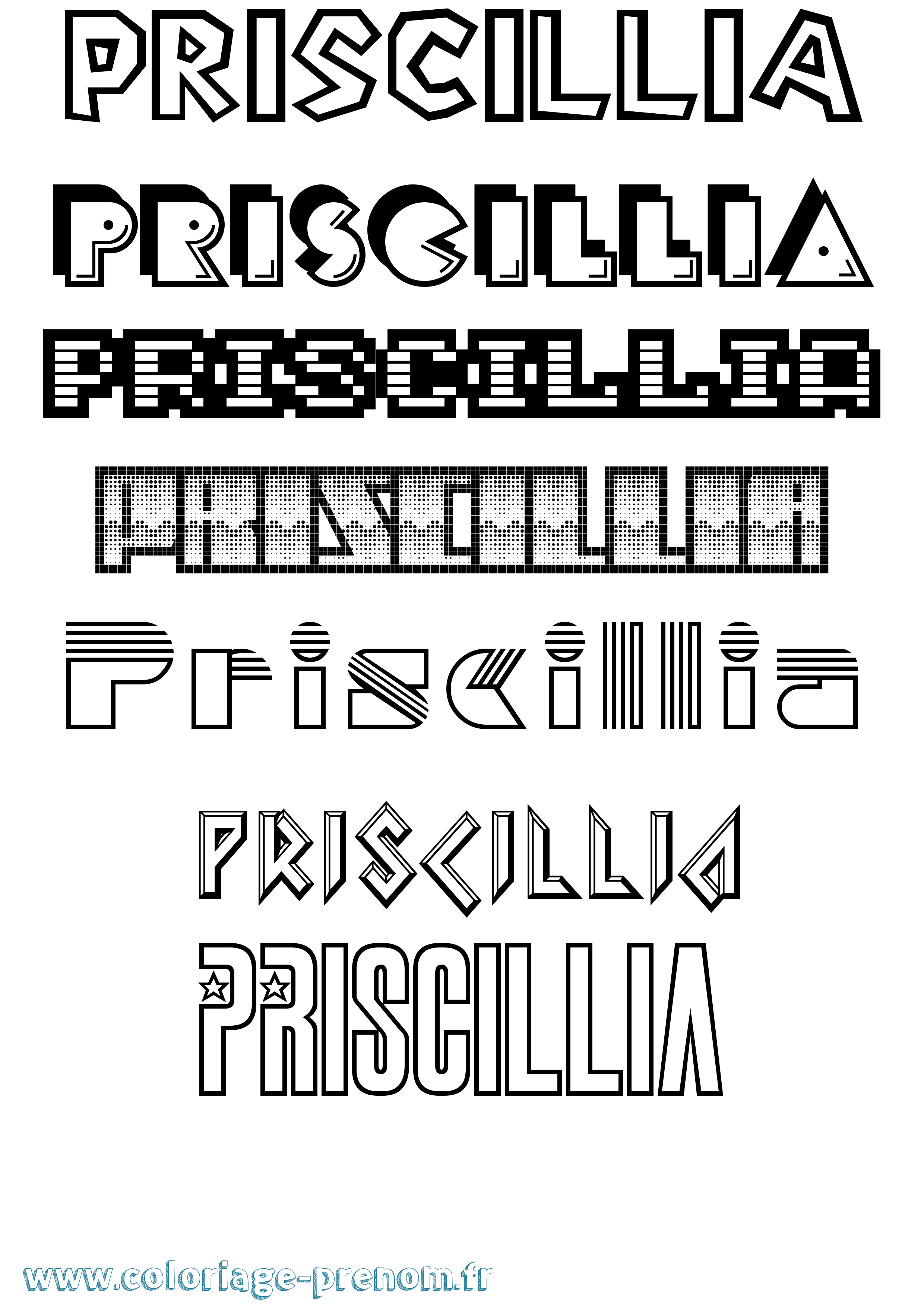 Coloriage Priscillia Jeux Vidéos Coloriage prénom Priscillia Jeux Vidéos