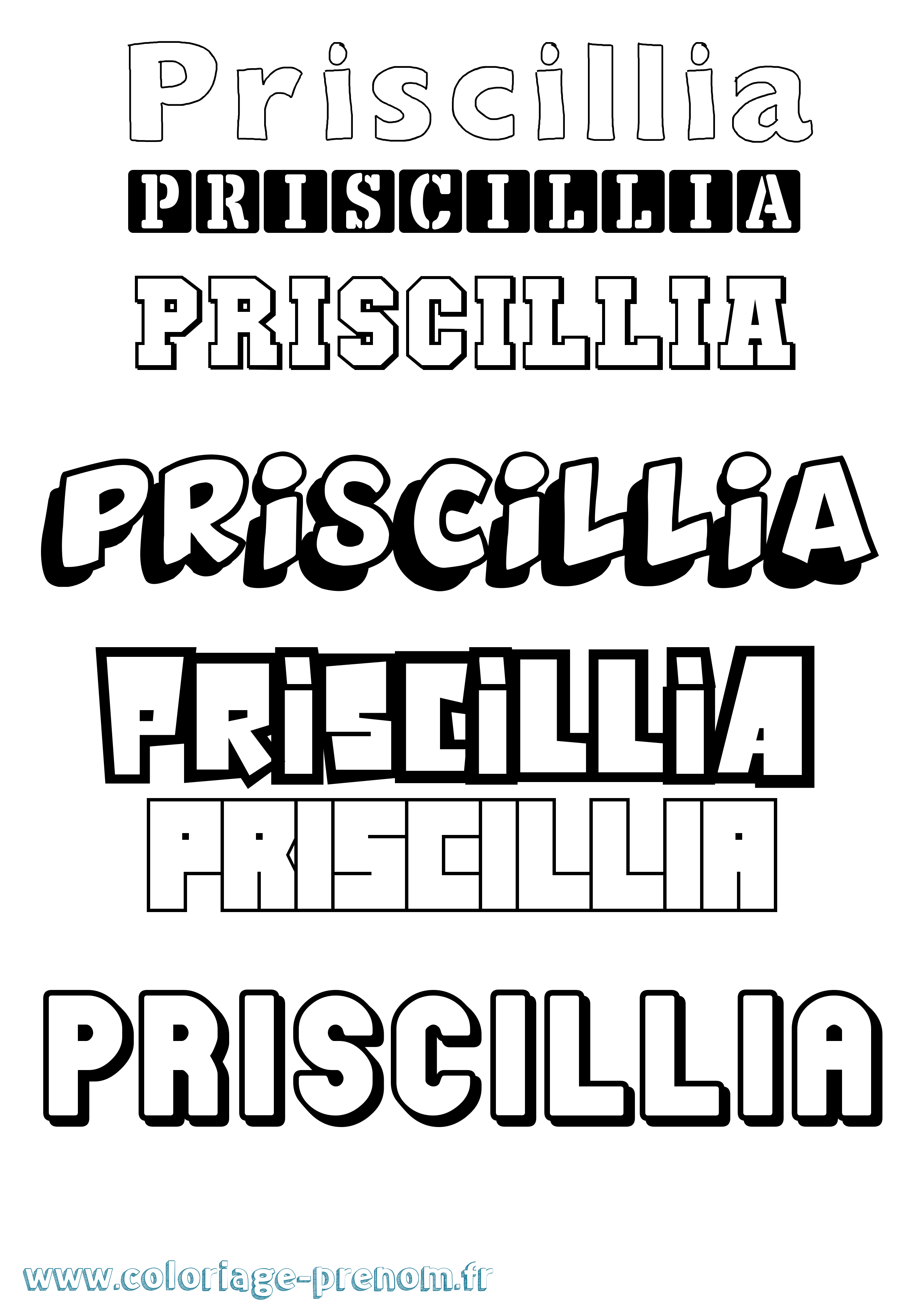 Coloriage Priscillia Simple Coloriage prénom Priscillia Simple