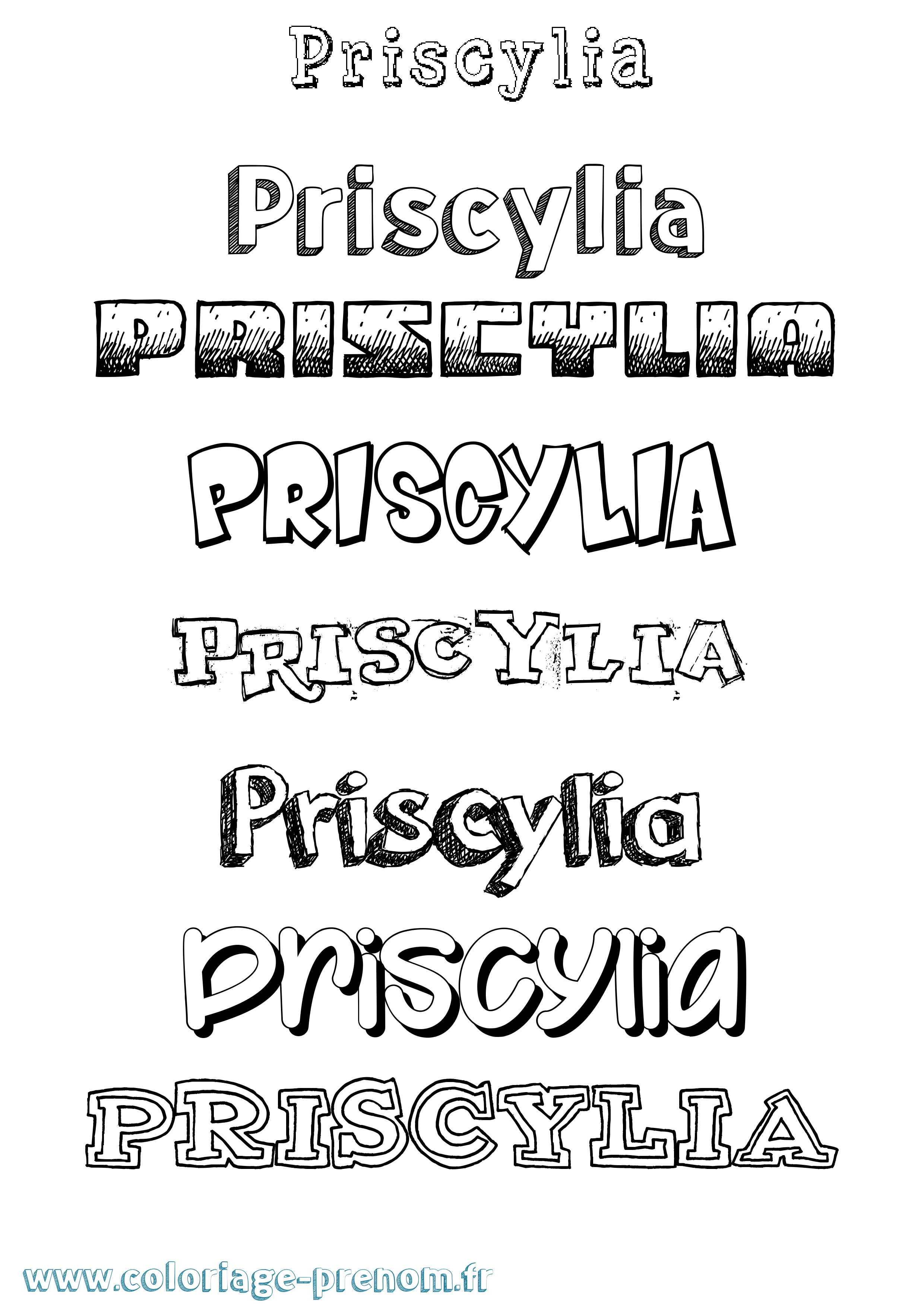Coloriage Priscylia Dessiné Coloriage prénom Priscylia Dessiné