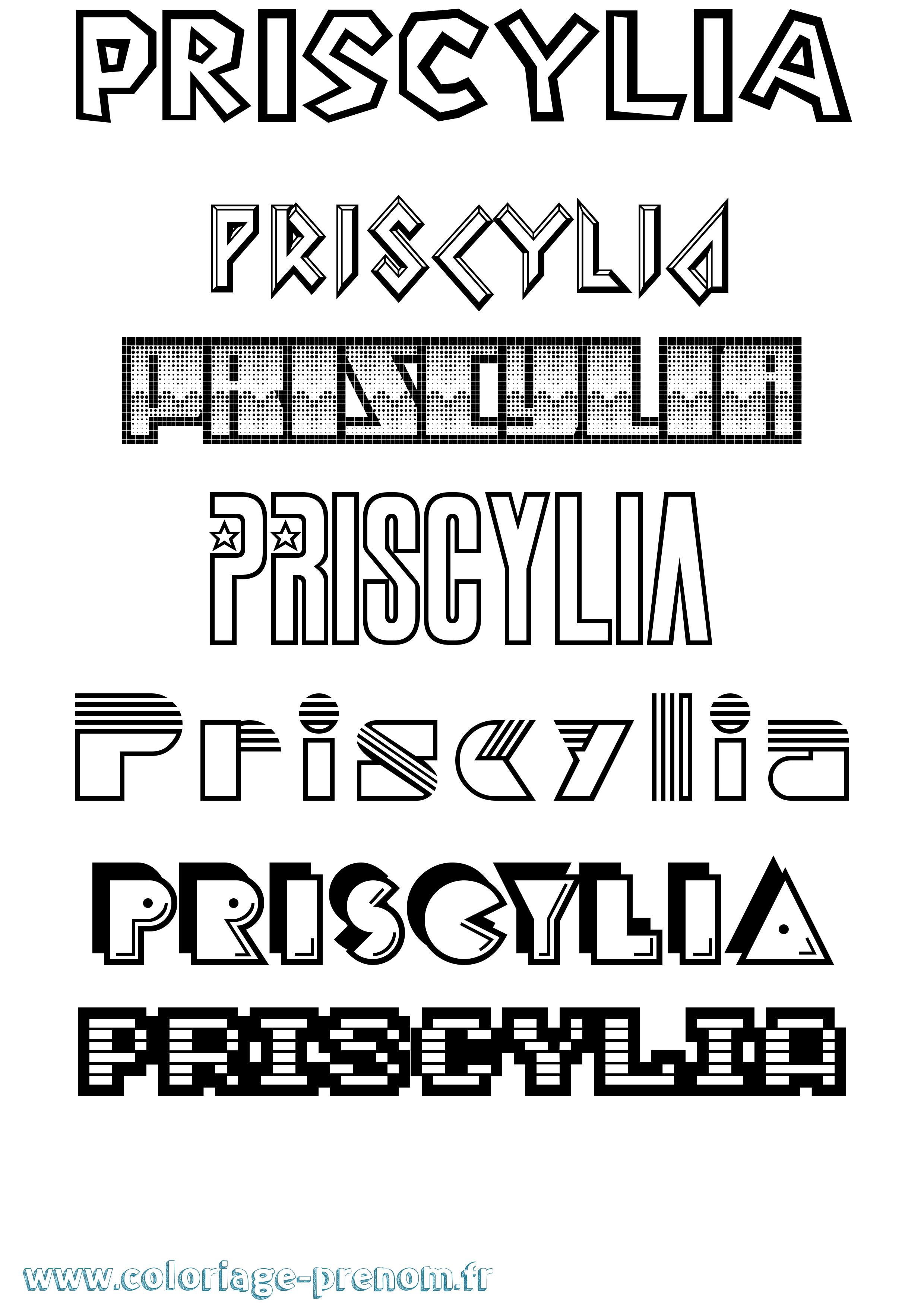 Coloriage Priscylia Jeux Vidéos Coloriage prénom Priscylia Jeux Vidéos