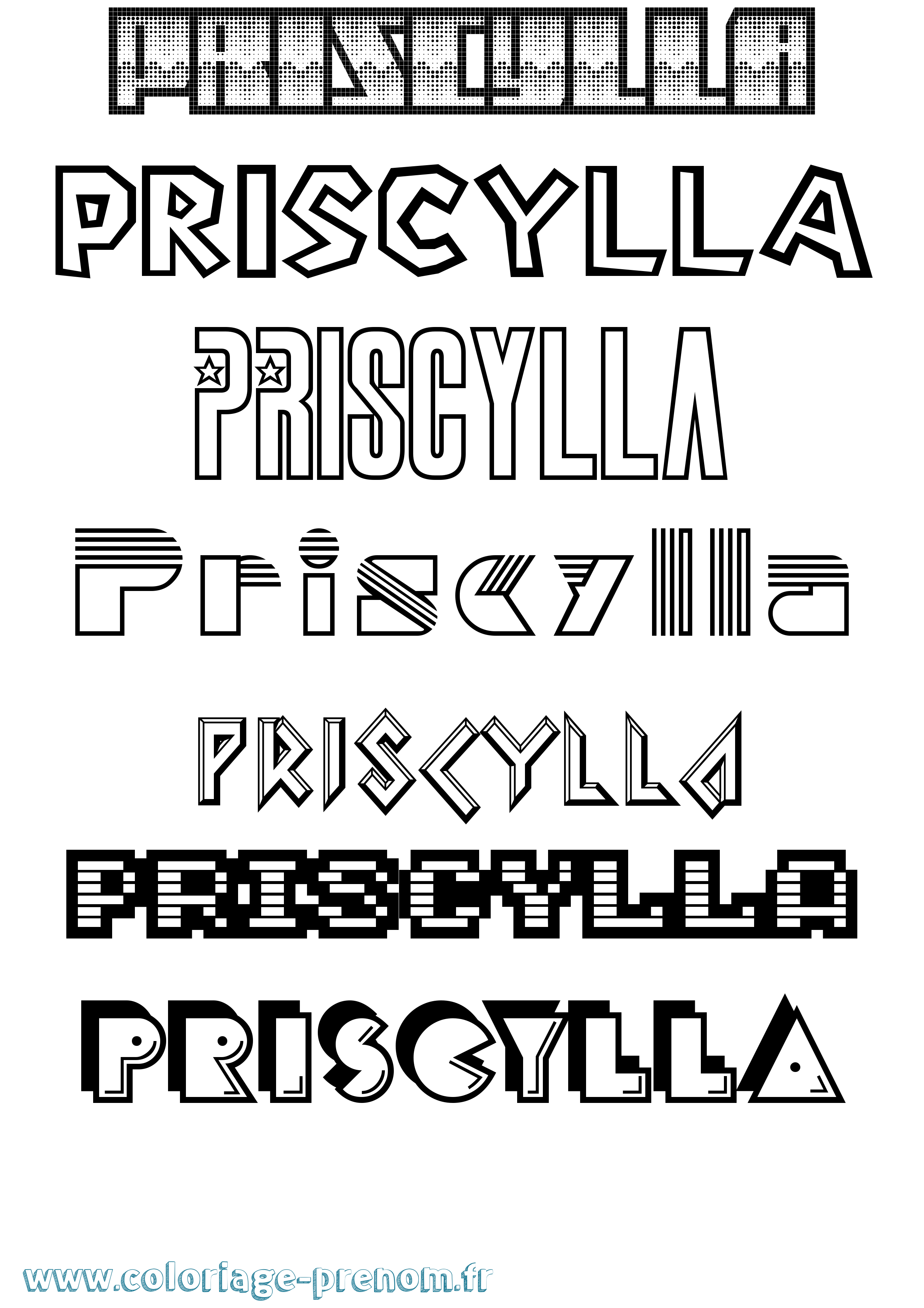 Coloriage Priscylla Jeux Vidéos Coloriage prénom Priscylla Jeux Vidéos