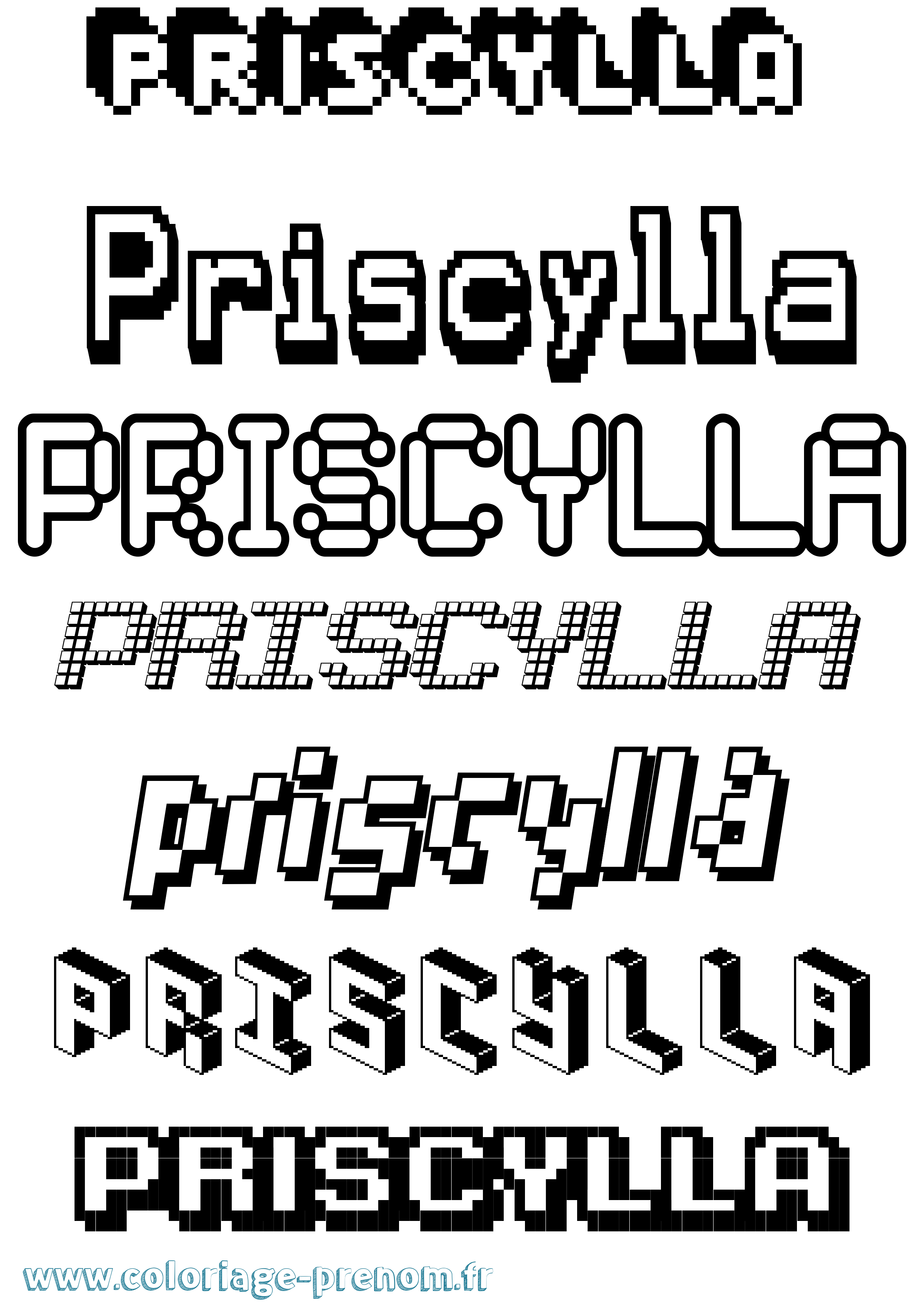 Coloriage Priscylla Pixel Coloriage prénom Priscylla Pixel