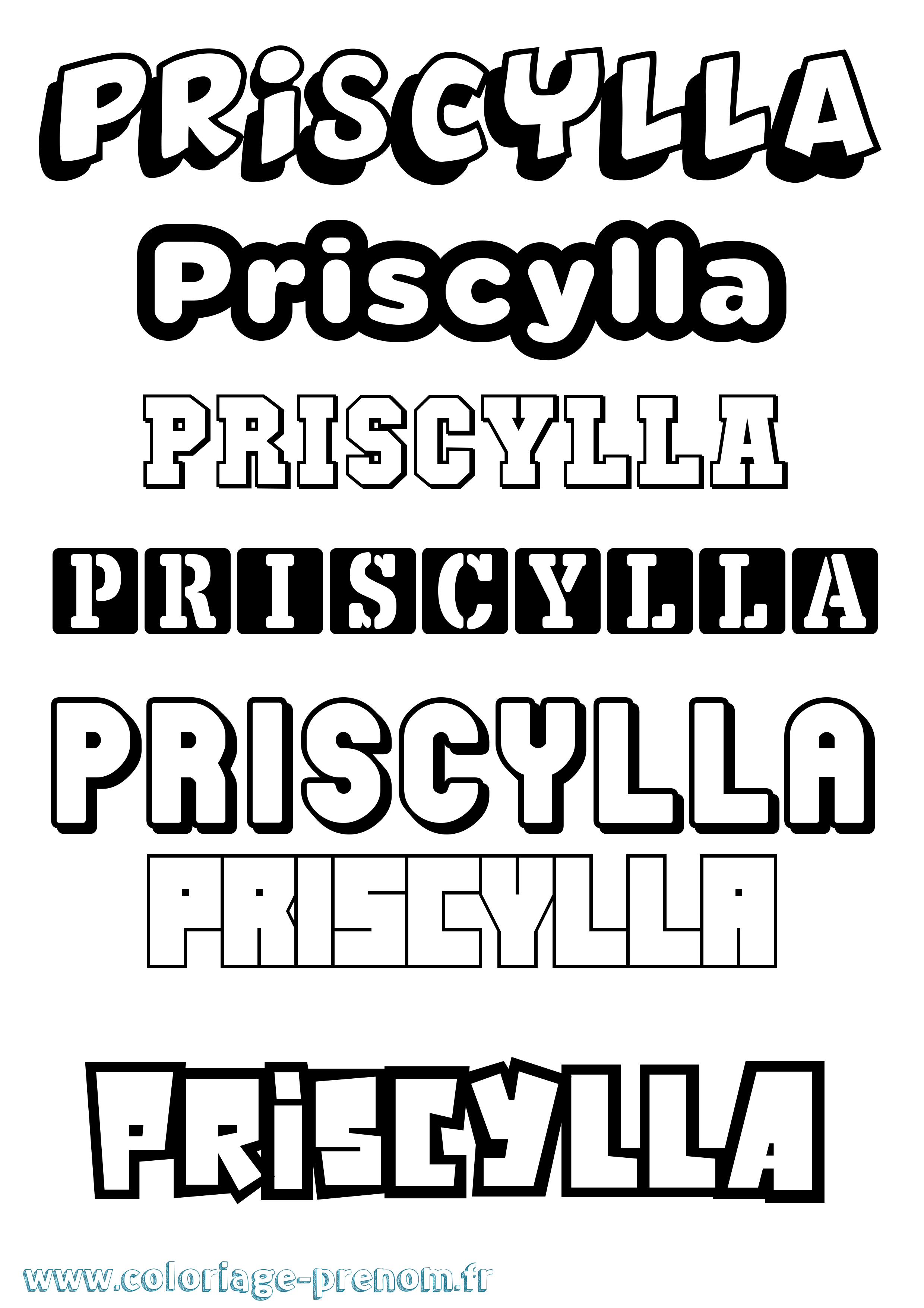 Coloriage Priscylla Simple Coloriage prénom Priscylla Simple