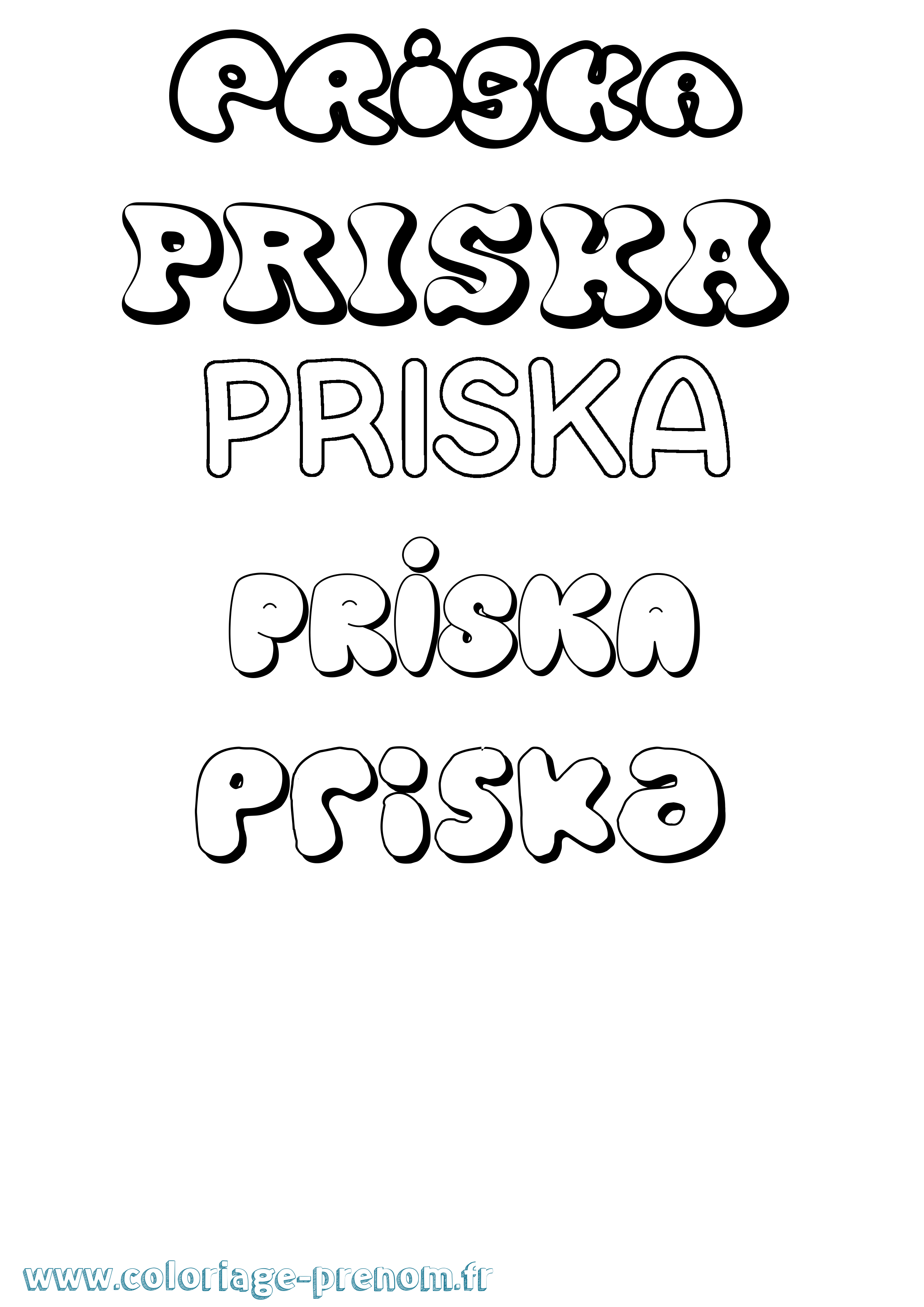 Coloriage Priska Bubble Coloriage prénom Priska Bubble