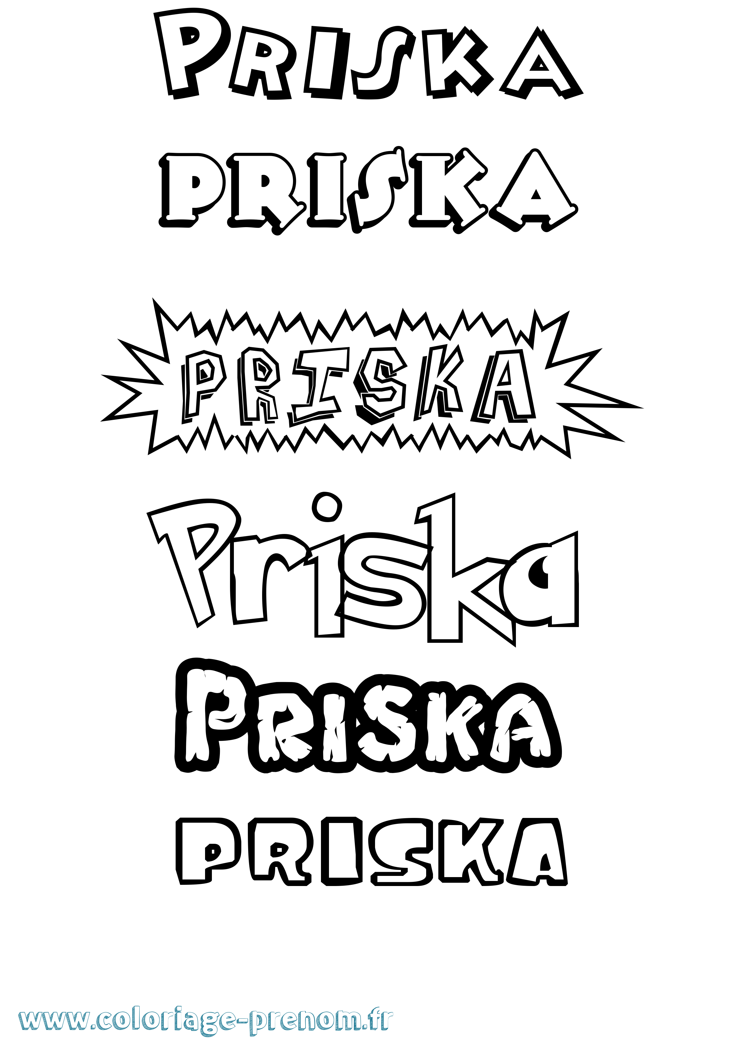Coloriage Priska Dessin Animé Coloriage prénom Priska Dessin Animé
