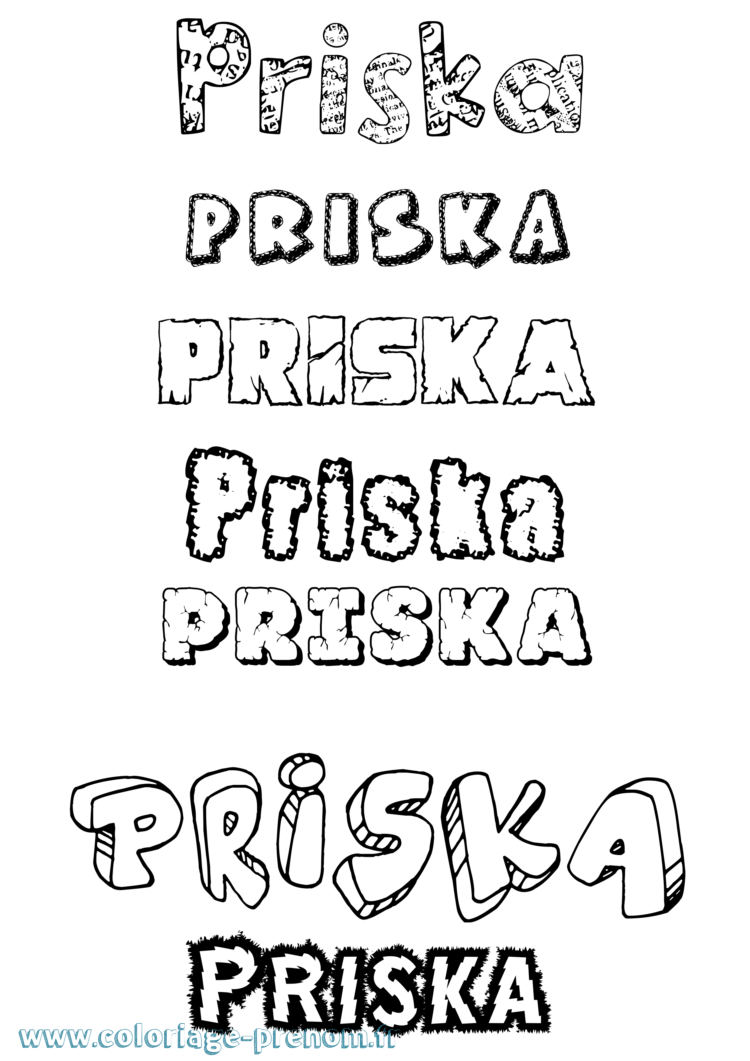 Coloriage Priska Destructuré Coloriage prénom Priska Destructuré