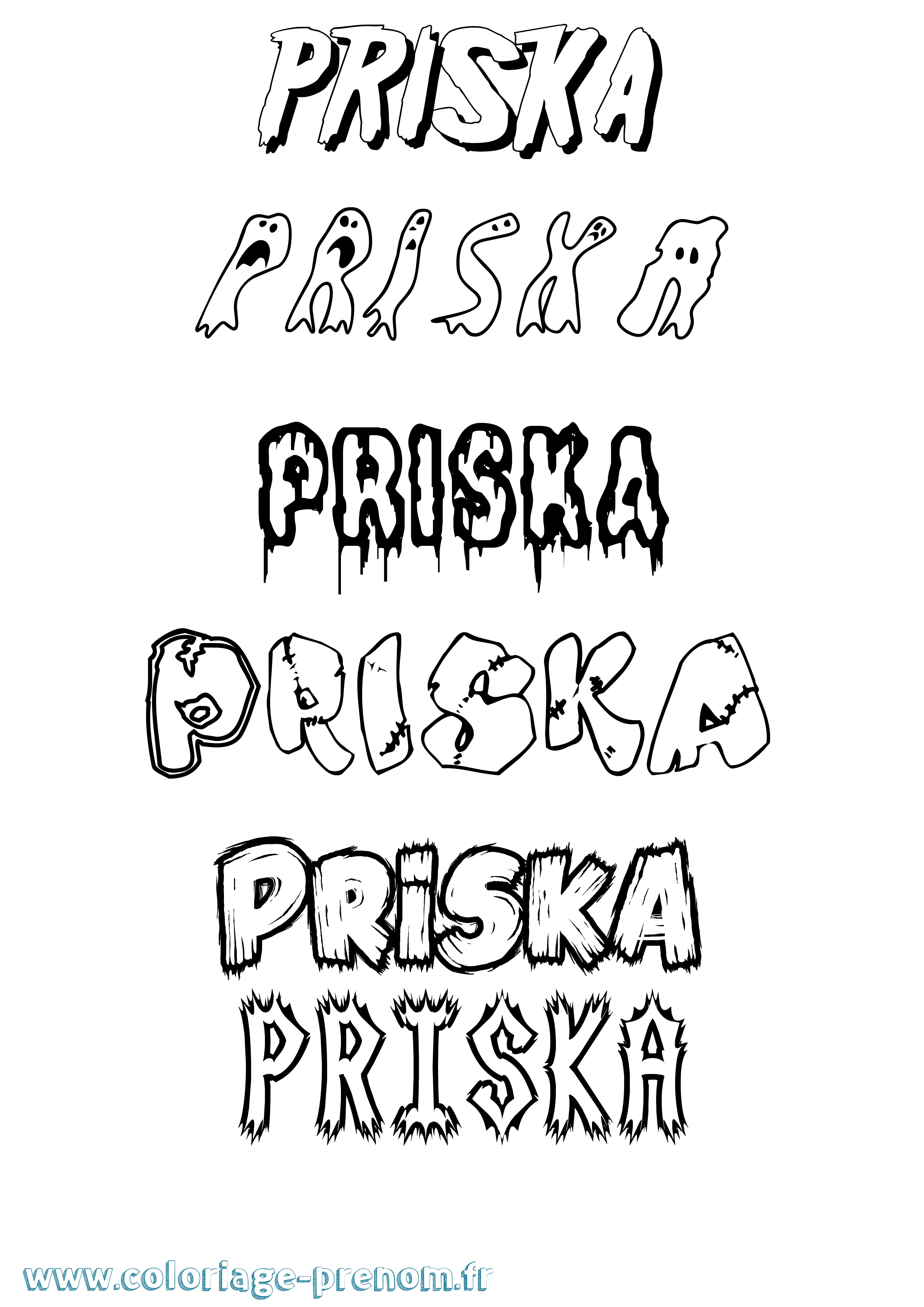Coloriage Priska Frisson Coloriage prénom Priska Frisson