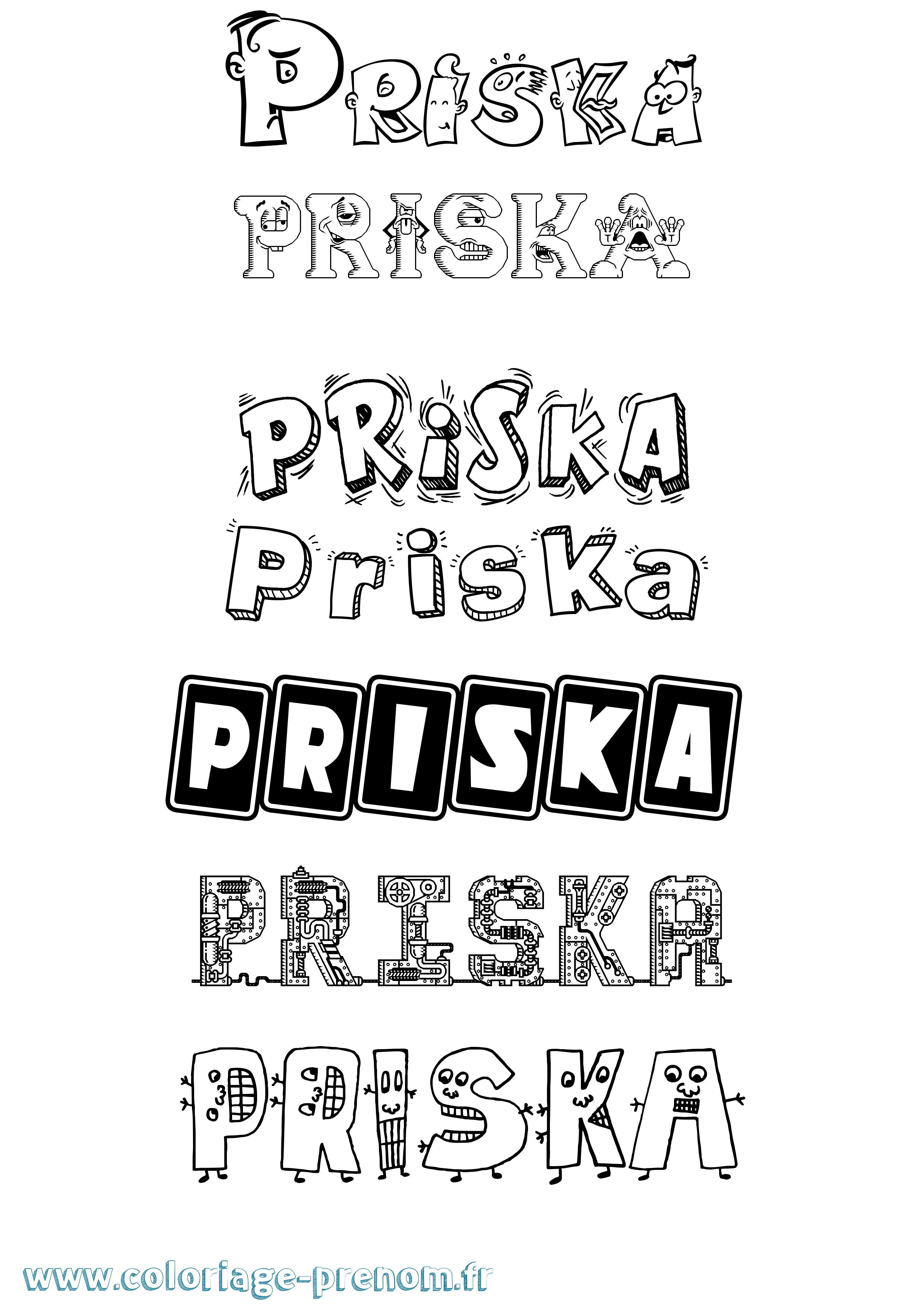 Coloriage Priska Fun Coloriage prénom Priska Fun