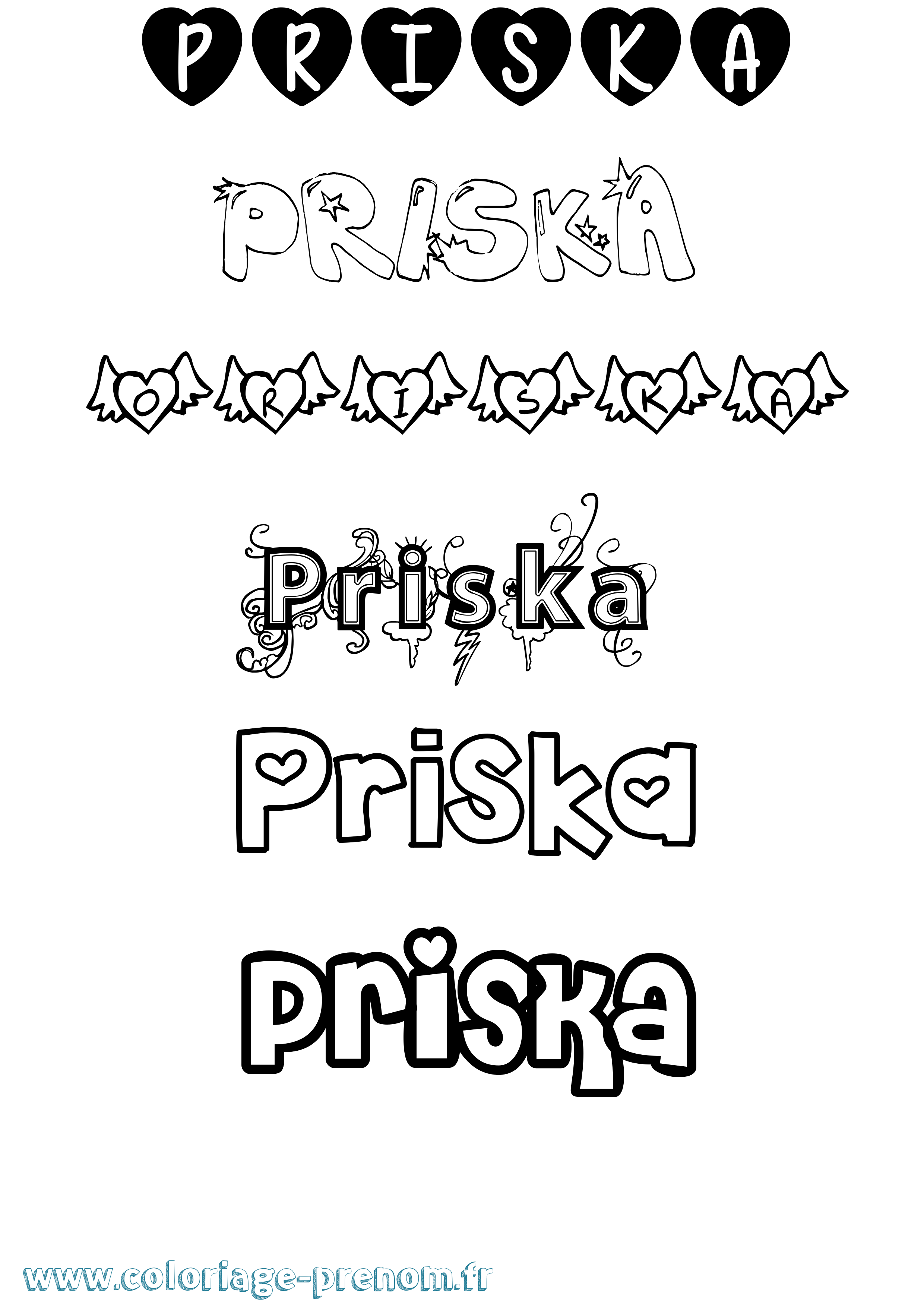 Coloriage Priska Girly Coloriage prénom Priska Girly