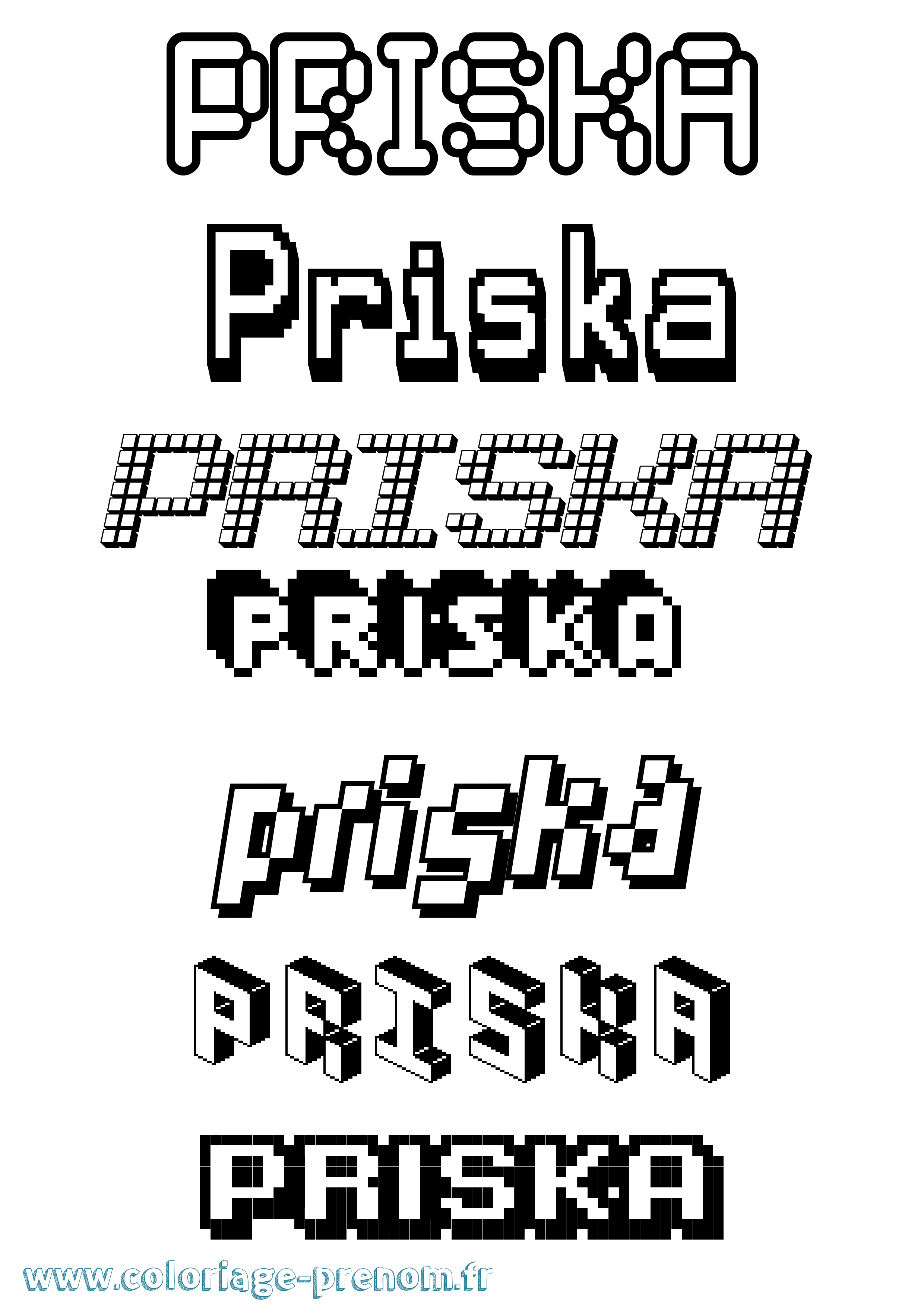 Coloriage Priska Pixel Coloriage prénom Priska Pixel