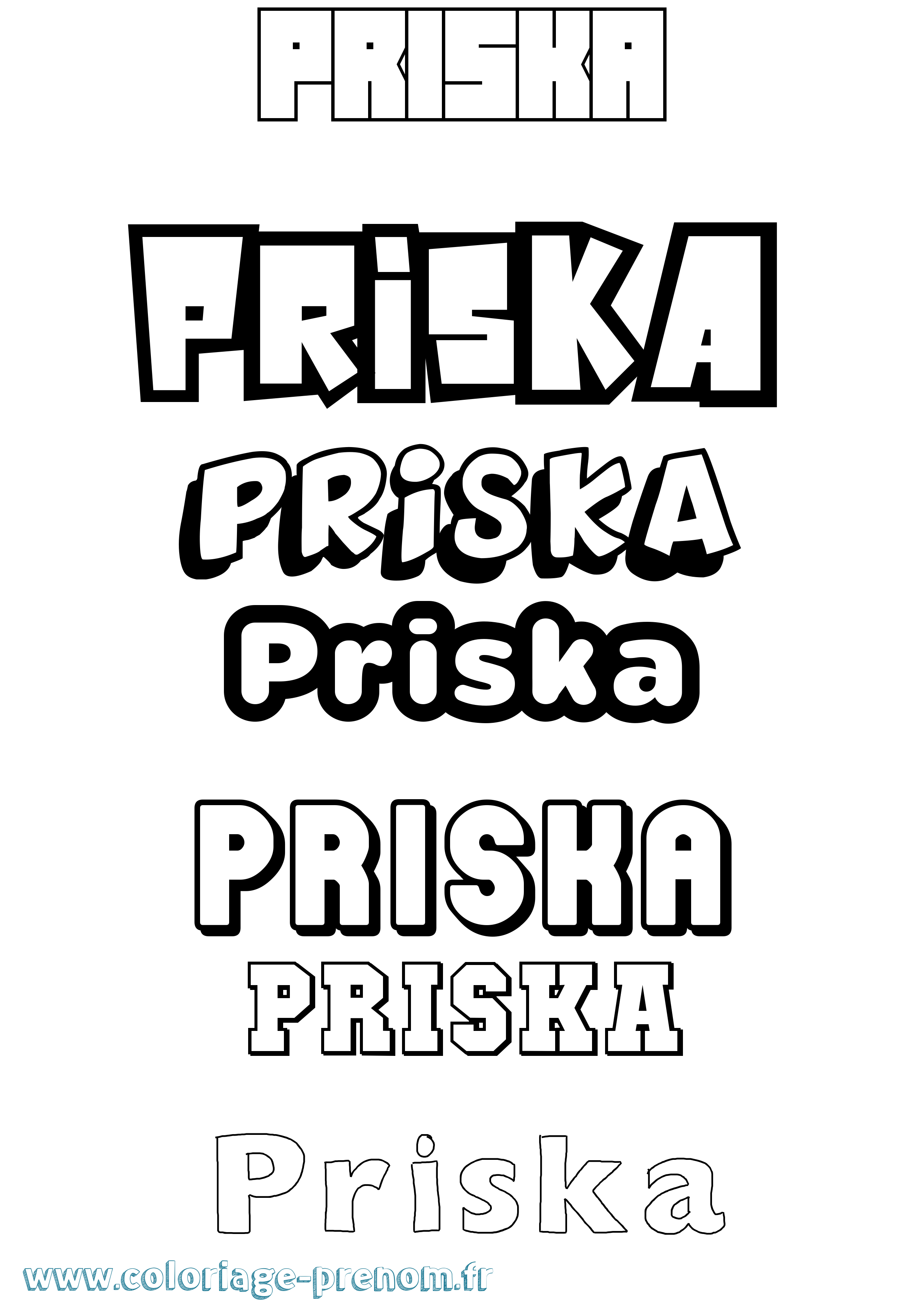Coloriage Priska Simple Coloriage prénom Priska Simple