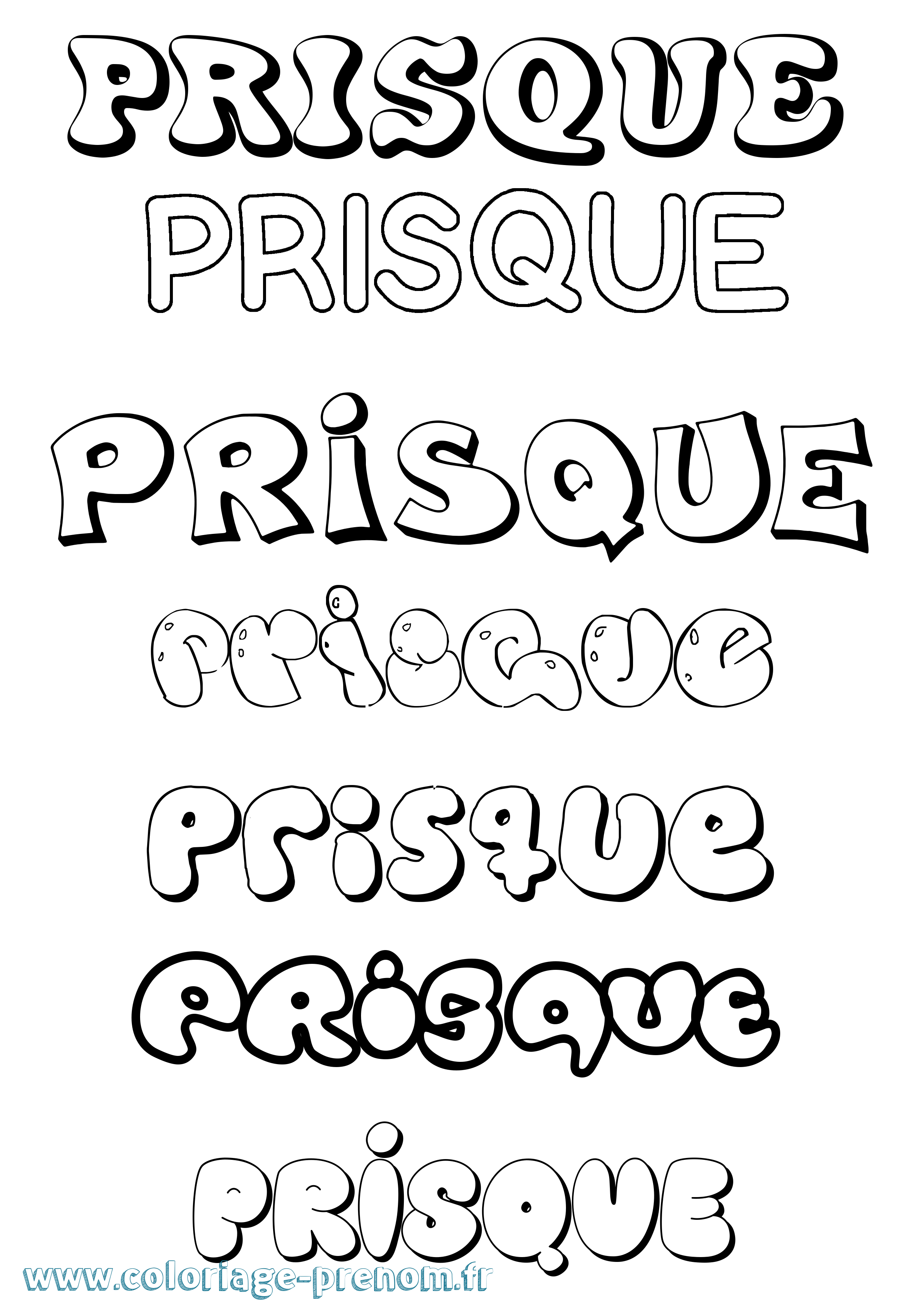 Coloriage Prisque Bubble Coloriage prénom Prisque Bubble