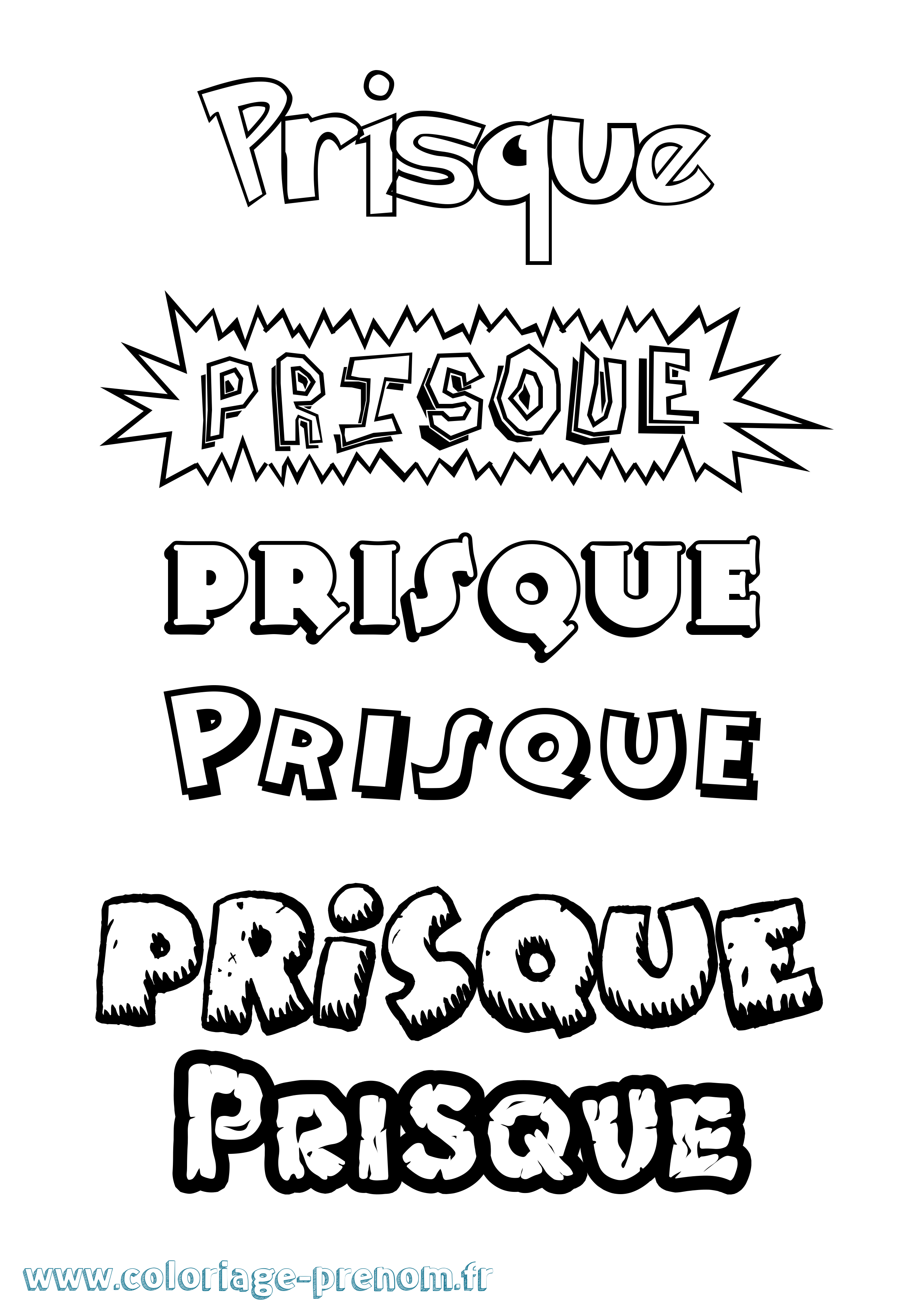 Coloriage Prisque Dessin Animé Coloriage prénom Prisque Dessin Animé