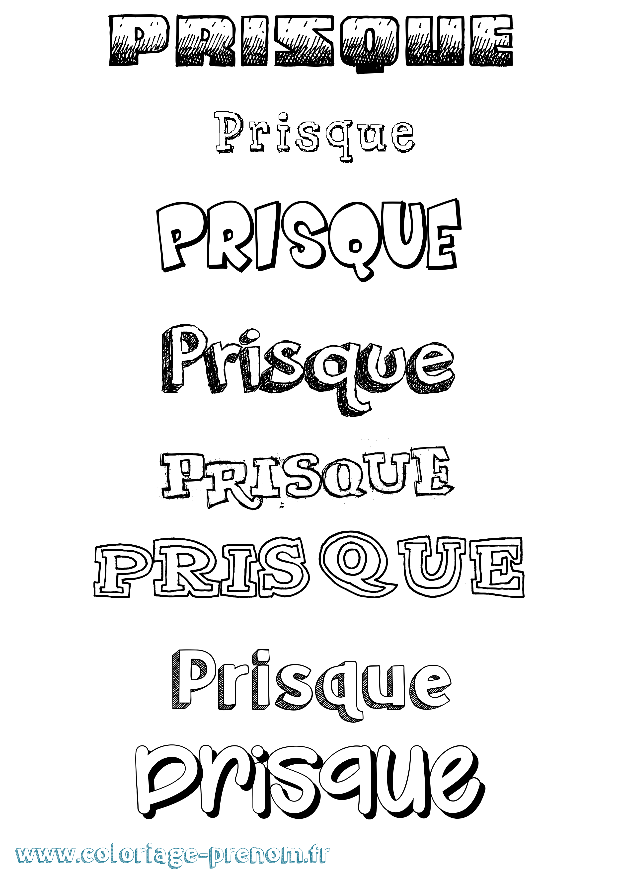 Coloriage Prisque Dessiné Coloriage prénom Prisque Dessiné