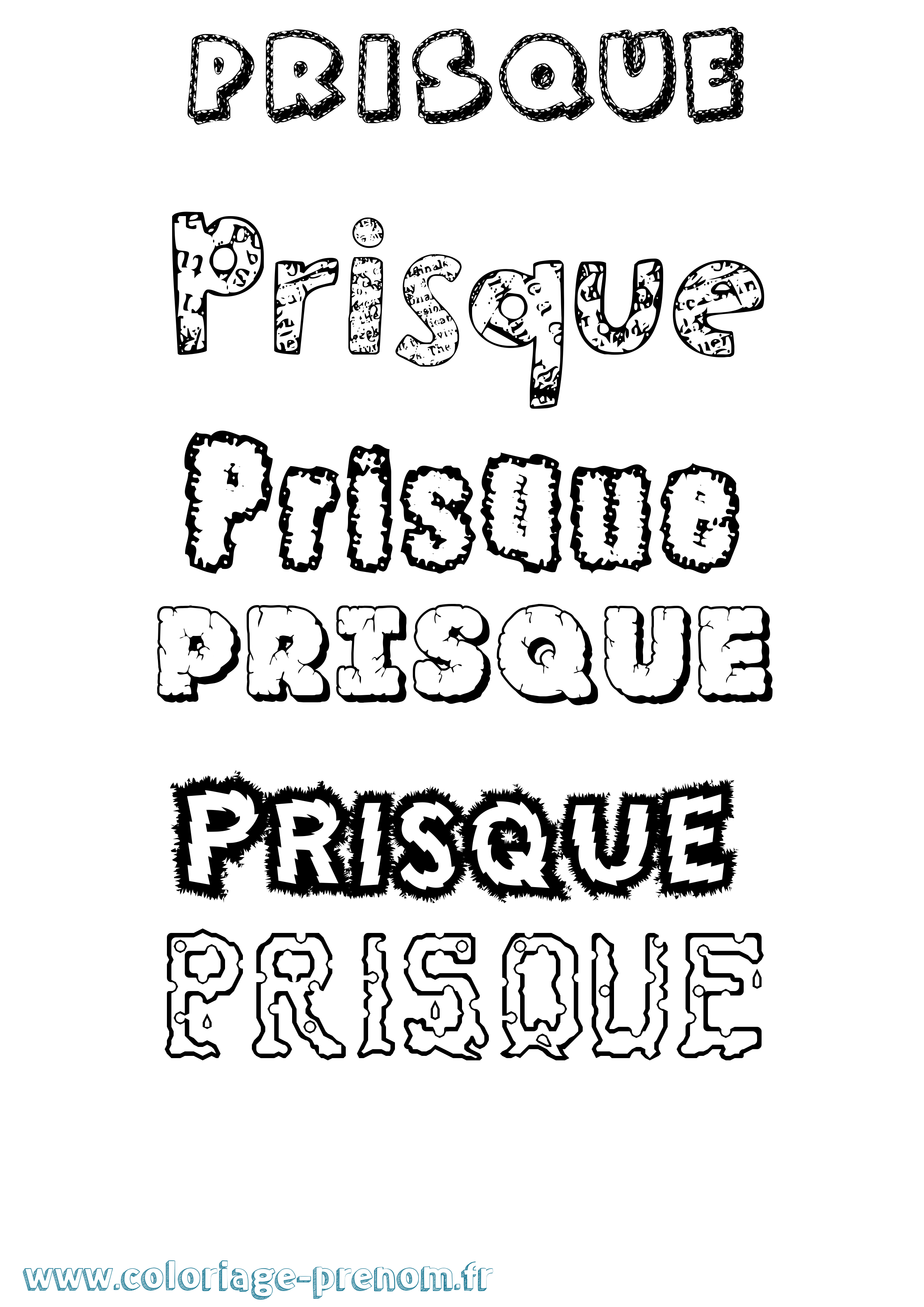 Coloriage Prisque Destructuré Coloriage prénom Prisque Destructuré